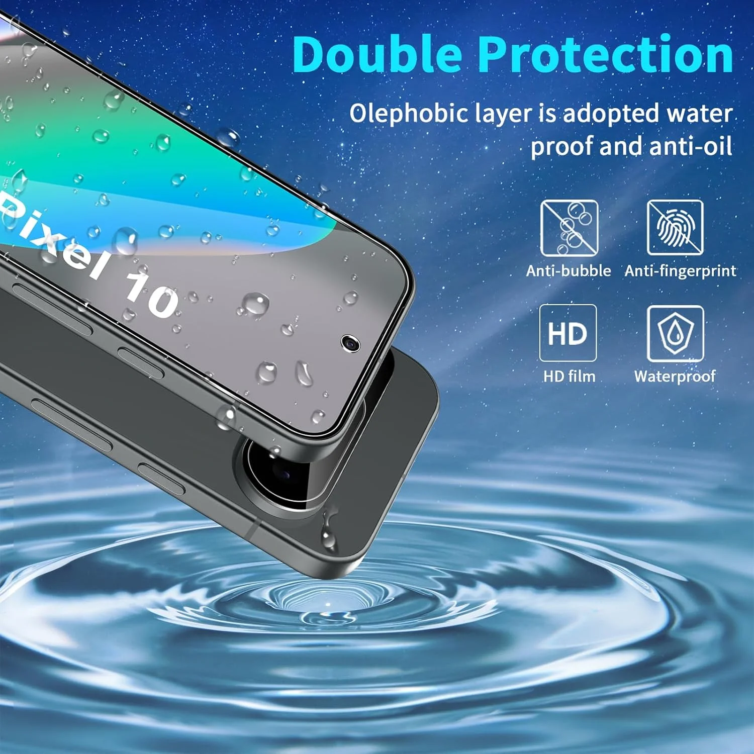محافظ صفحه نمایش شیشه ای حرارت دیده Lutree برای گوگل پیکسل 10، 2 عدد محافظ شیشه ای + فیلم محافظ دوربین (مشکی)، ضد خش، سختی 9H، بدون حباب، محافظ صفحه نمایش HD