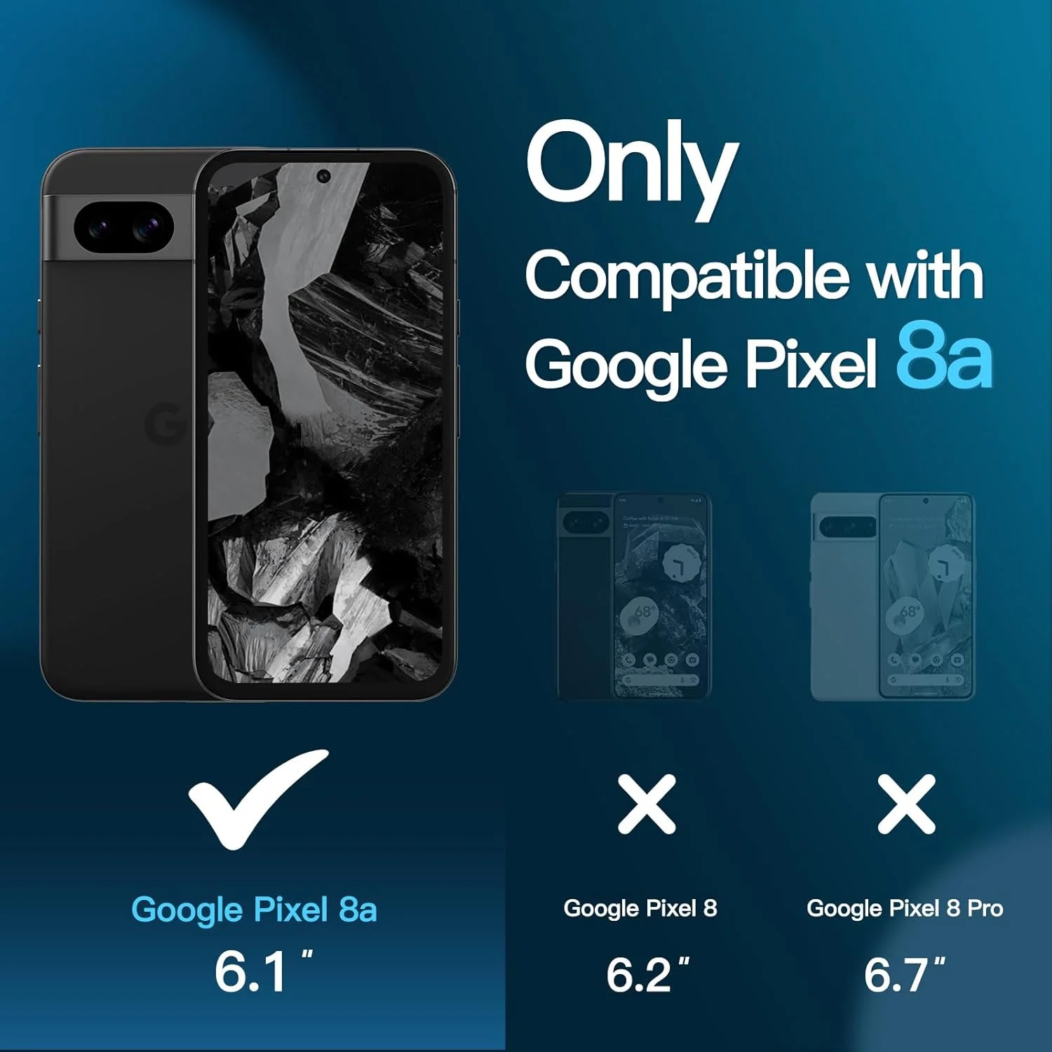 محافظ صفحه نمایش JETech برای گوگل پیکسل 8a 6.1 اینچی به همراه محافظ لنز دوربین، ابزار نصب آسان، سازگار با اثر انگشت، فیلم شیشه ای حرارت دیده، شفاف HD، 2 عدد در هر بسته