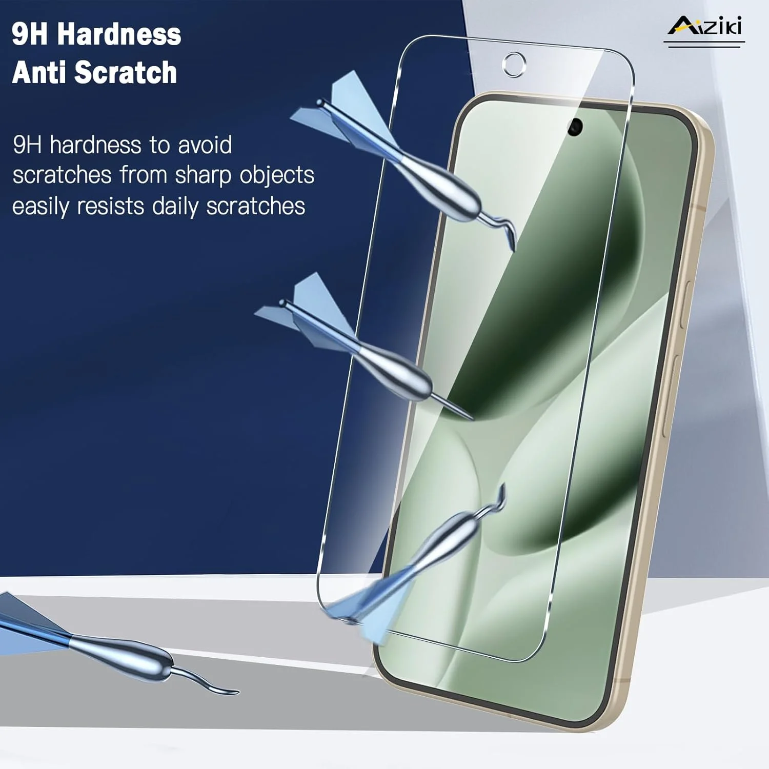 محافظ صفحه نمایش شیشه ای Aiziki [بسته 2 عددی] برای Google Pixel 10 Pro XL/9 Pro XL، فیلم شیشه ای حرارت دیده، محافظت در برابر ضربه، شفافیت HD، بدون حباب