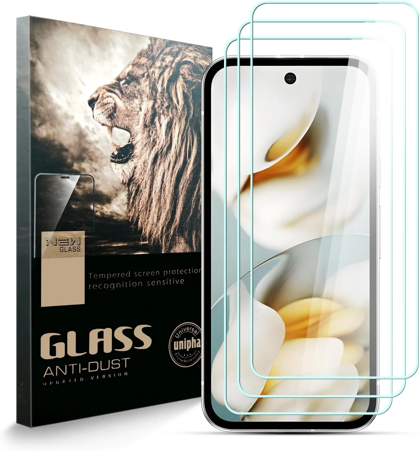 محافظ صفحه نمایش شیشه ای AYSOW برای Google Pixel 9a، شیشه ممتاز 0.3 میلی متر با سختی 9H و فیلم 2.5D، ضد خش، نصب آسان، محافظ صفحه نمایش برای Google Pixel 9a [بسته 3 عددی]