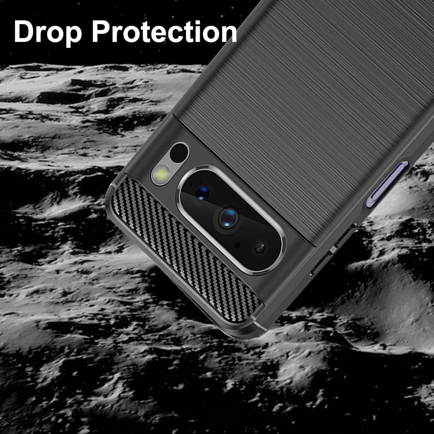 کاور CONAPIKA برای Google Pixel 8 Pro به همراه 3 عدد محافظ صفحه نمایش شیشه ای حرارت دیده، کاور فوق العاده نازک [طرح فیبر کربن] [ضد ضربه] قاب محافظ سبک وزن تلفن همراه