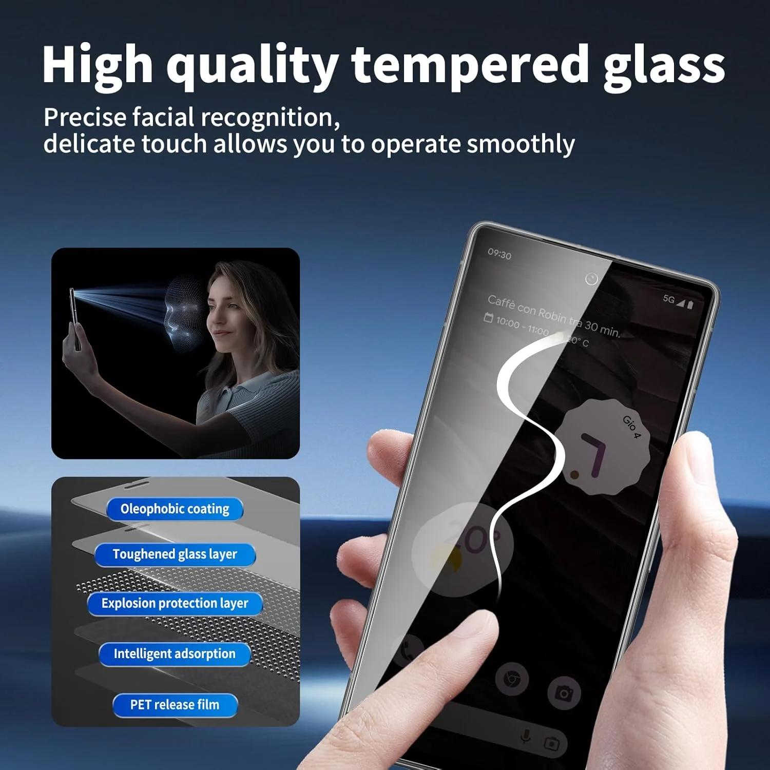 محافظ صفحه نمایش حریم خصوصی BIESHKJ برای گوگل پیکسل 7A، بسته 3 عددی، فیلم محافظ شیشه ای حرارت دیده با وضوح بالا، نصب آسان، سختی 9H، مقاوم در برابر خراش، ضد اثر انگشت