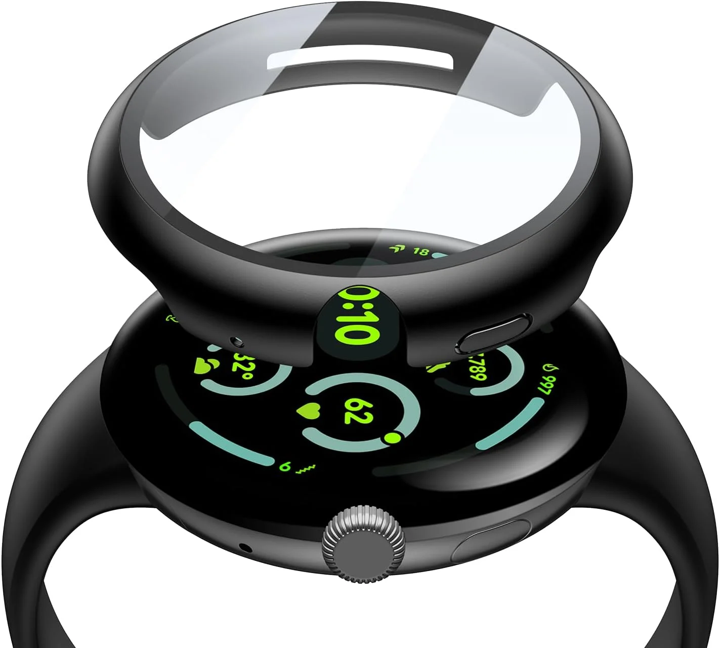 محافظ صفحه نمایش سخت کامپیوتر Misxi سازگار با ساعت Google Pixel 3 (2024) 45mm، نصب آسان، سبک وزن، پوشش محافظ فوق العاده نازک برای Pixel Watch 3، مشکی (2 عدد)