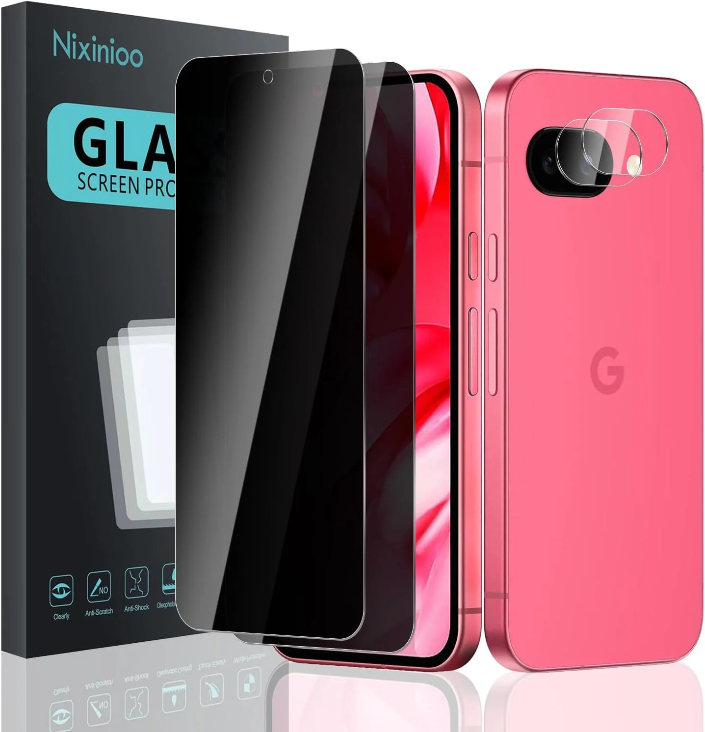 [بسته 4 عددی] محافظ صفحه نمایش حریم خصوصی برای گوگل پیکسل 9a، [2 عدد شیشه محافظ ضد جاسوسی + 2 عدد محافظ دوربین] فیلم محافظ صفحه نمایش حریم خصوصی، [ضد جاسوسی] [سختی 9H] [بدون حباب] [مقاوم در برابر خراش]