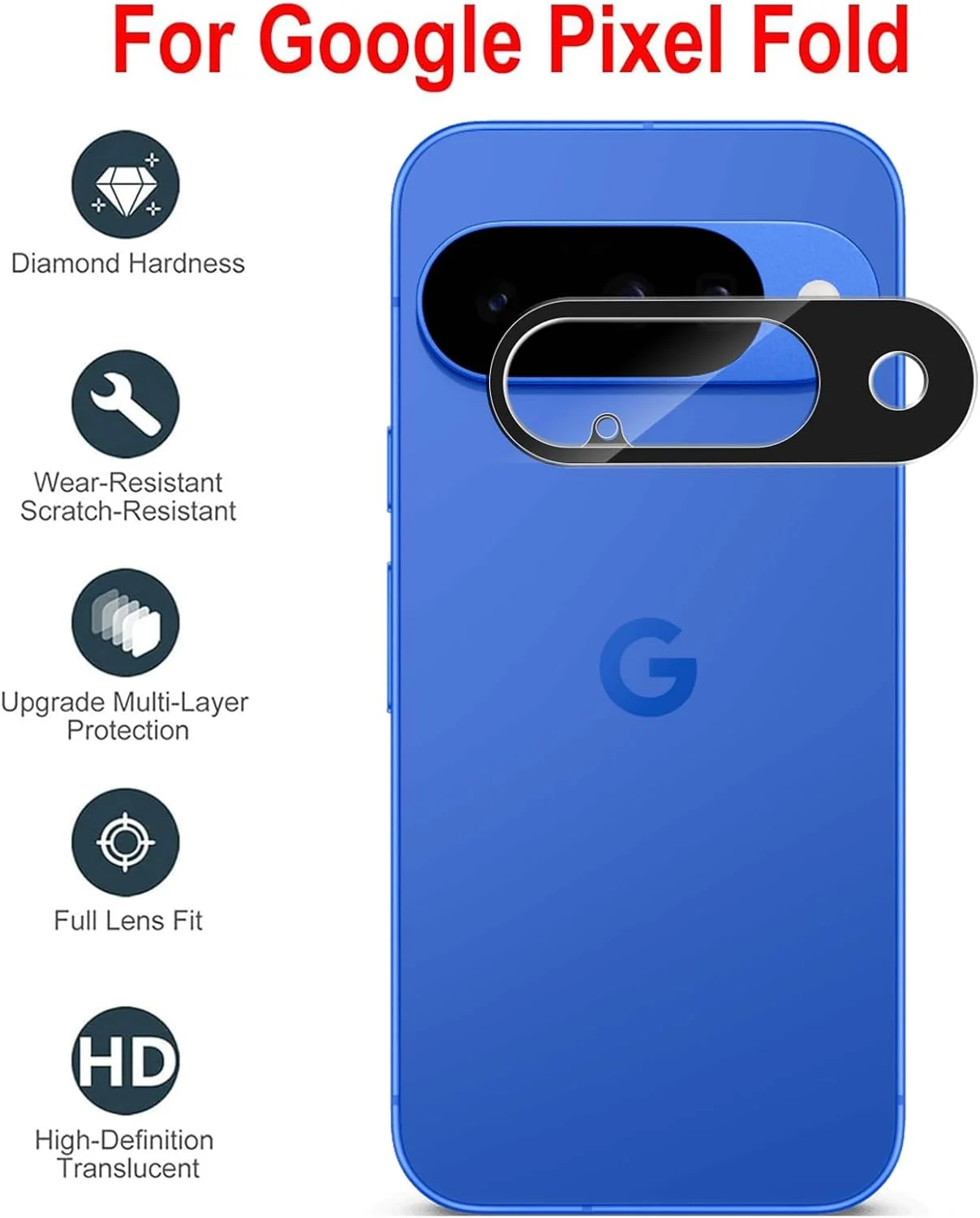 محافظ لنز دوربین گوشی گوگل پیکسل 10، بسته 3 عددی، سختی 9H، ضد خش، ضد اثر انگشت، ضد روغن، بدون حباب، فیلم شیشه ای حرارت دیده برای دوربین گوگل پیکسل 10