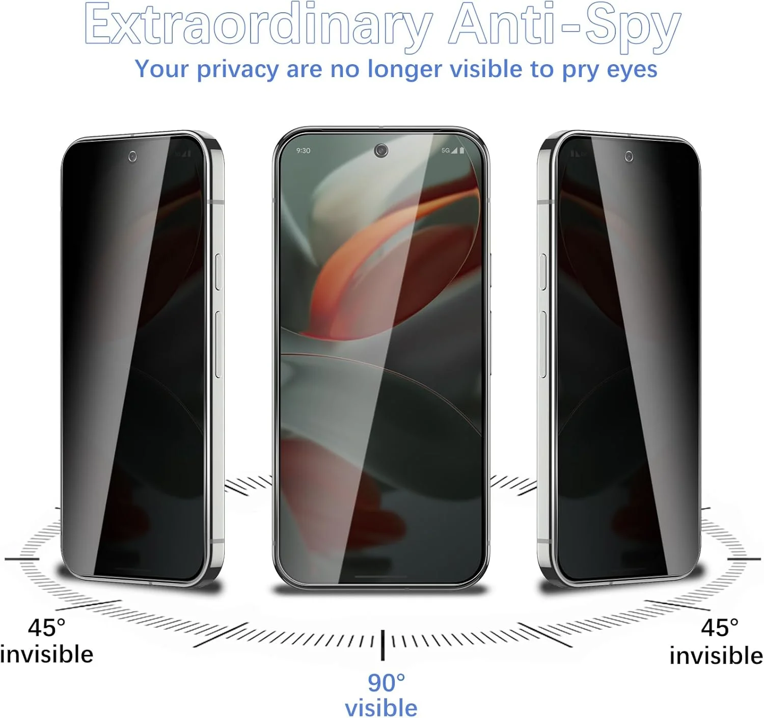 [بسته 4 عددی] محافظ صفحه نمایش حریم خصوصی برای گوگل پیکسل 9 پرو، [2 عدد شیشه محافظ ضد جاسوسی + 2 عدد محافظ دوربین] فیلم محافظ حریم خصوصی، [ضد جاسوسی] [سختی 9H] [بدون حباب] [مقاوم در برابر خراش]