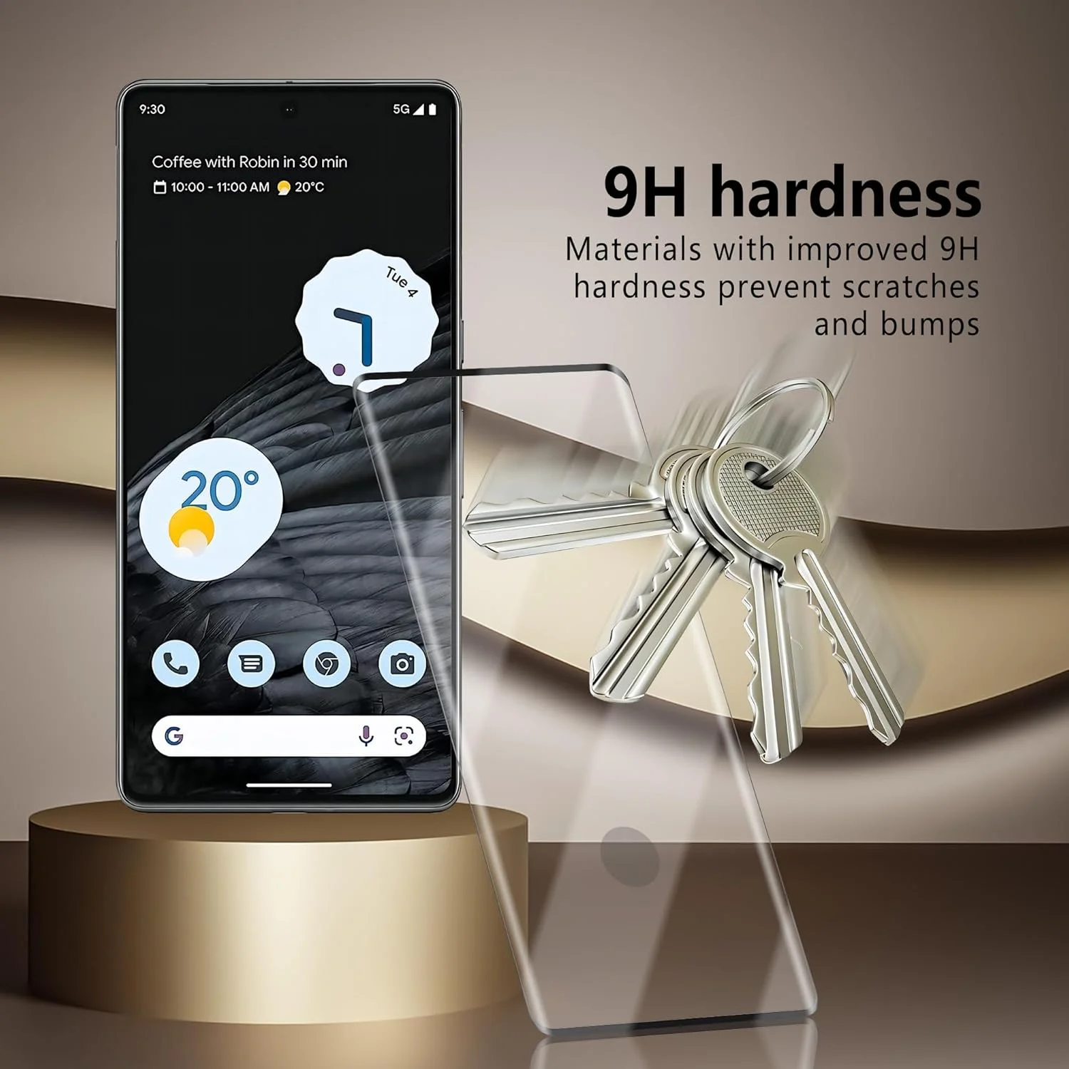 محافظ صفحه نمایش شیشه ای حرارت دیده برای گوگل پیکسل 7 پرو 5G بسته 3 عددی [6.70 اینچ]، سختی 9H، سازگار با باز کردن قفل اثر انگشت، شفافیت HD