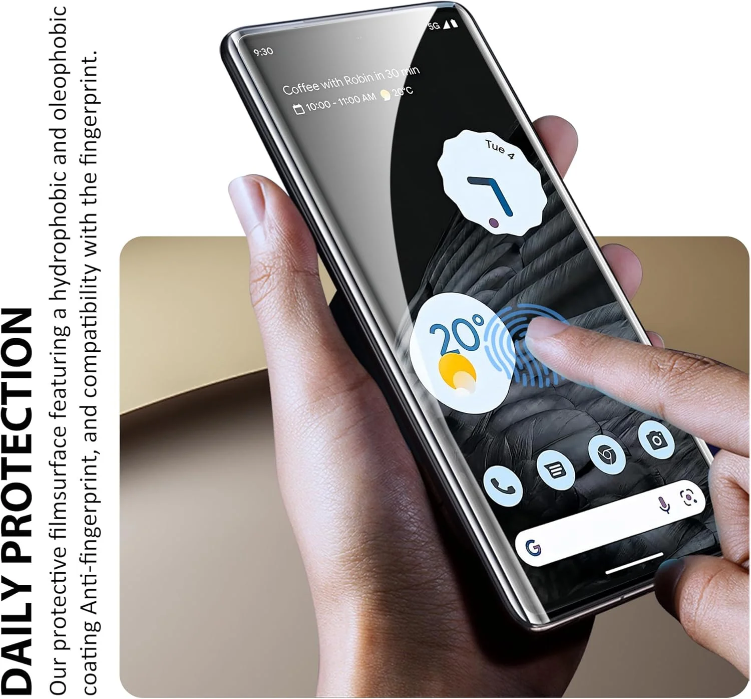 محافظ صفحه نمایش شیشه ای حرارت دیده برای گوگل پیکسل 7 پرو 5G بسته 3 عددی [6.70 اینچ]، سختی 9H، سازگار با باز کردن قفل اثر انگشت، شفافیت HD