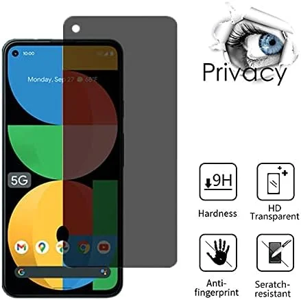 محافظ صفحه نمایش ضد جاسوسی VIESUP برای گوگل پیکسل 5a 5G - شیشه حرارت دیده حریم خصوصی، [2 عدد] محافظ صفحه نمایش شیشه ای محافظ حریم خصوصی مقاوم در برابر خراش برای گوگل پیکسل 5a 5G 2021
