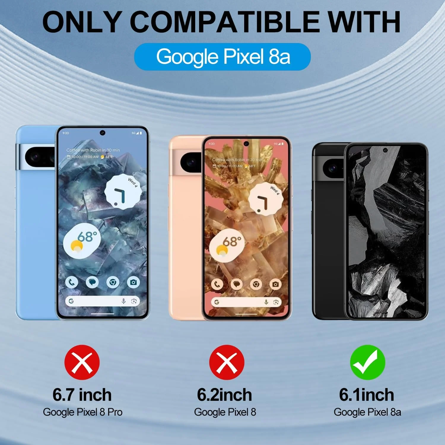 محافظ صفحه نمایش T Tersely [بسته 3 عددی] برای گوگل پیکسل 8a 2024 (6.1 اینچ)، پشتیبانی از باز کردن قفل با اثر انگشت، فیلم شیشه ای حرارت دیده HD ممتاز [سازگار با قاب] [سختی 9H]، ابزار نصب آسان