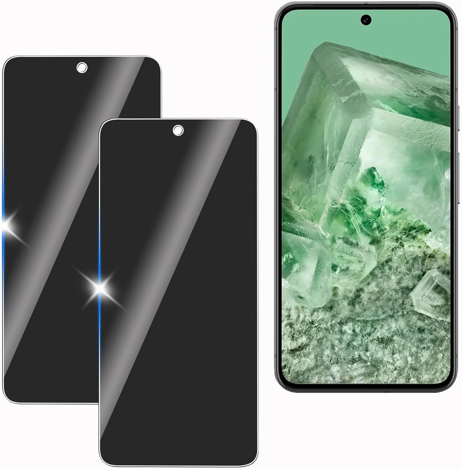 محافظ صفحه نمایش حریم خصوصی کولایک بسته 2 عددی برای گوگل پیکسل 8، محافظ صفحه نمایش ضد جاسوسی، فیلم شیشه ای حرارت دیده ضد جاسوسی، فیلم حریم خصوصی، سختی 9H، ضد خش، ضد ضربه