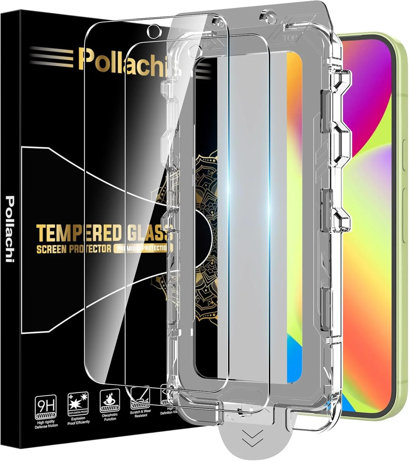 محافظ صفحه نمایش شیشه ای حرارت دیده پولاچی [2 عدد] برای گوگل پیکسل 10، محافظ صفحه نمایش گوگل پیکسل 10 پرو + ابزار حذف گرد و غبار، لوازم جانبی محافظت از تلفن همراه، نصب 30 ثانیه ای