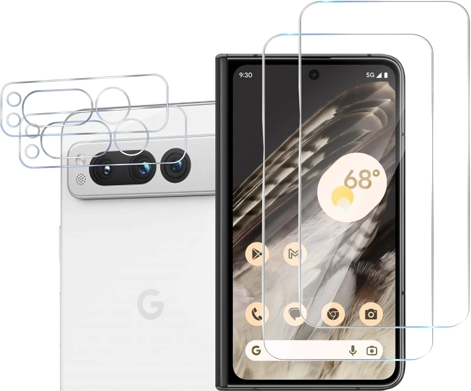 MGUEIAO [بسته 2+2 عددی] سازگار با Google Pixel 10 Pro Fold، محافظ صفحه نمایش شیشه ای حرارت دیده و محافظ لنز دوربین، فیلم شیشه ای حرارت دیده تمام صفحه HD [ضد خرد شدن] - مشکی