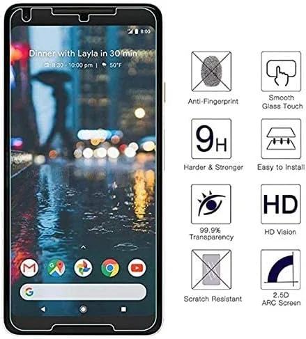 محافظ صفحه نمایش سخت با درجه سختی 9H آیسلان برای گوگل پیکسل 2 XL - [بسته 2 عددی] محافظ صفحه نمایش فوق العاده نازک HD شیشه حرارت دیده برای گوگل پیکسل 2XL