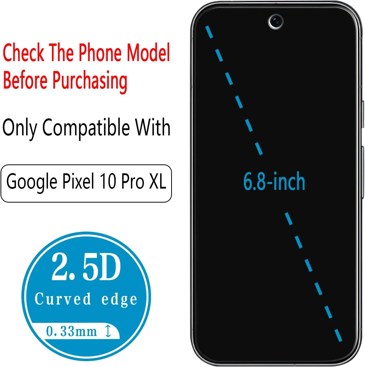 محافظ صفحه نمایش شیشه ای حرارت دیده بنکوکو (2 عددی) طراحی شده برای گوگل پیکسل 10 پرو XL، پشتیبانی از باز کردن قفل با اثر انگشت، ضد خش، بدون حباب