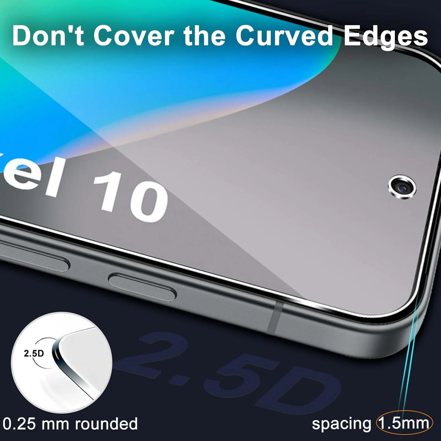 محافظ صفحه نمایش شیشه ای تمپرد GEEMEE بسته 2 عددی برای گوگل پیکسل 10 به همراه 2 محافظ دوربین - مشکی، محافظ صفحه نمایش شیشه ای تمپرد با سختی 9H