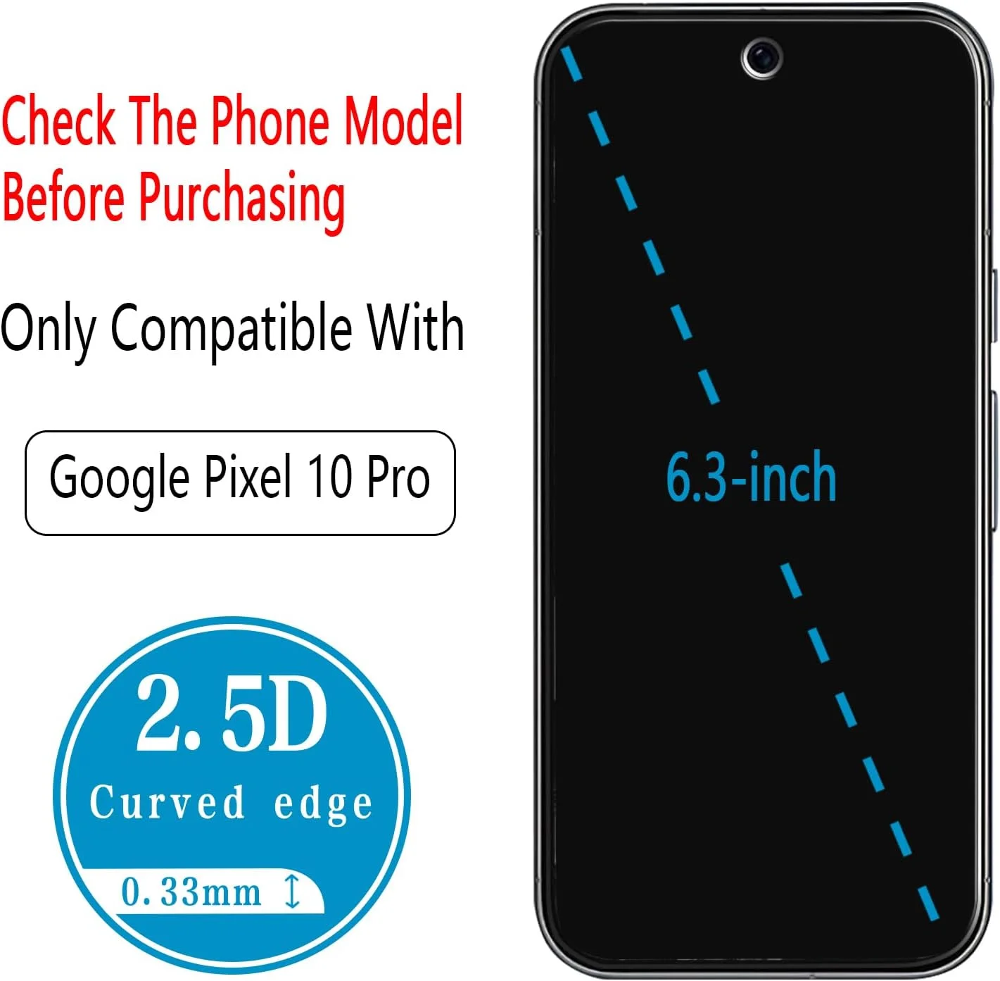 محافظ صفحه نمایش شیشه ای حرارت دیده بنکوکو (2 عددی) طراحی شده برای گوگل پیکسل 10 پرو، پشتیبانی از باز کردن قفل با اثر انگشت، ضد خش، بدون حباب