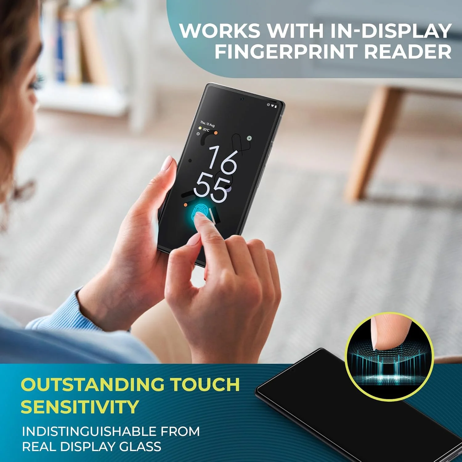 محافظ صفحه نمایش شیشه ای حرارت دیده پاور تئوری سازگار با گوگل پیکسل 8 پرو [سختی فوق العاده 9H]، بسته 2 عددی، کیت نصب آسان، 99% شفافیت HD بدون حباب، سازگار با قاب، ضد خش