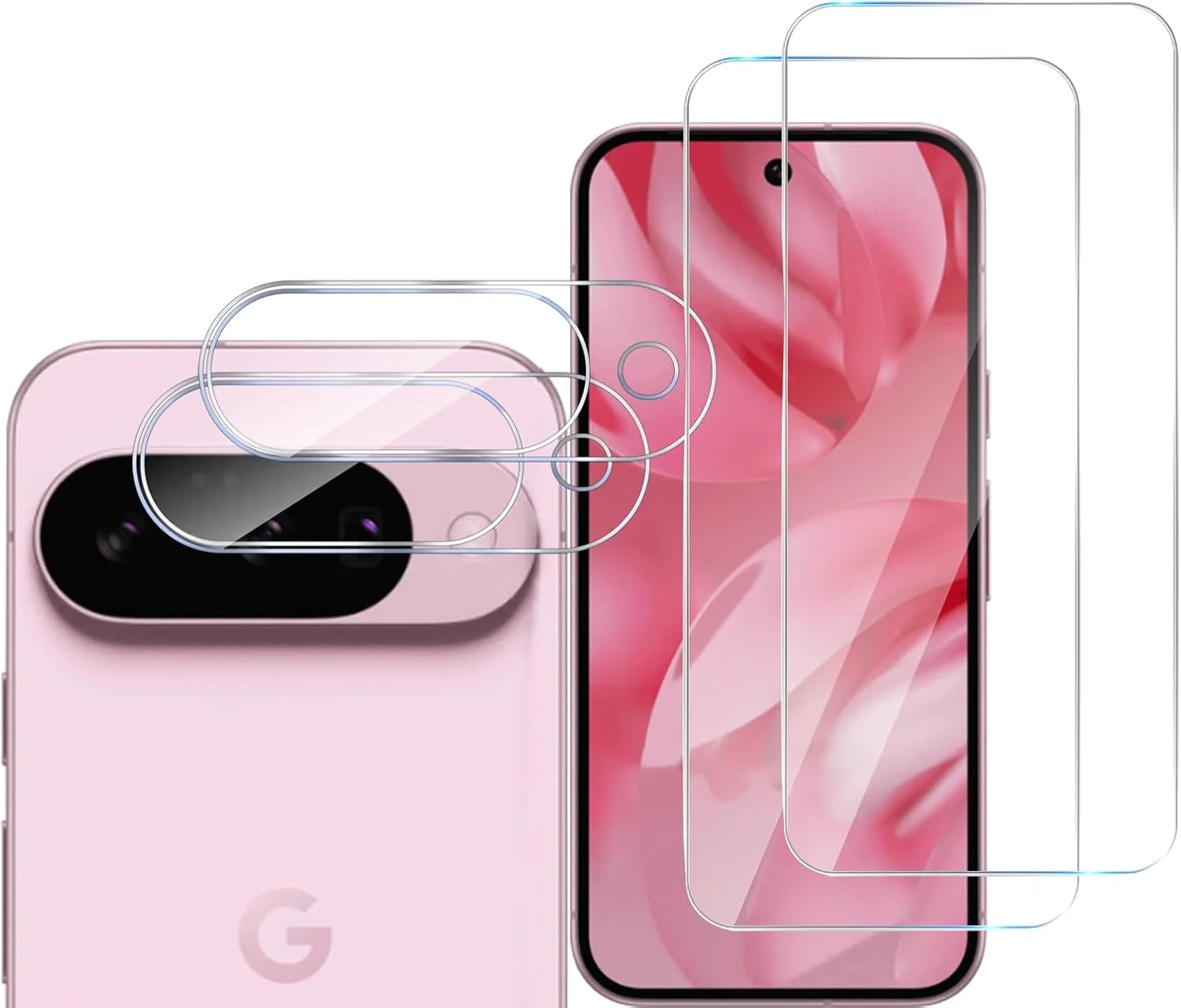 MGUEIAO [بسته 2+2 عددی] سازگار با Google Pixel 10، محافظ صفحه نمایش شیشه ای حرارت دیده و محافظ لنز دوربین، فیلم شیشه ای حرارت دیده تمام صفحه HD [ضد خرد شدن]