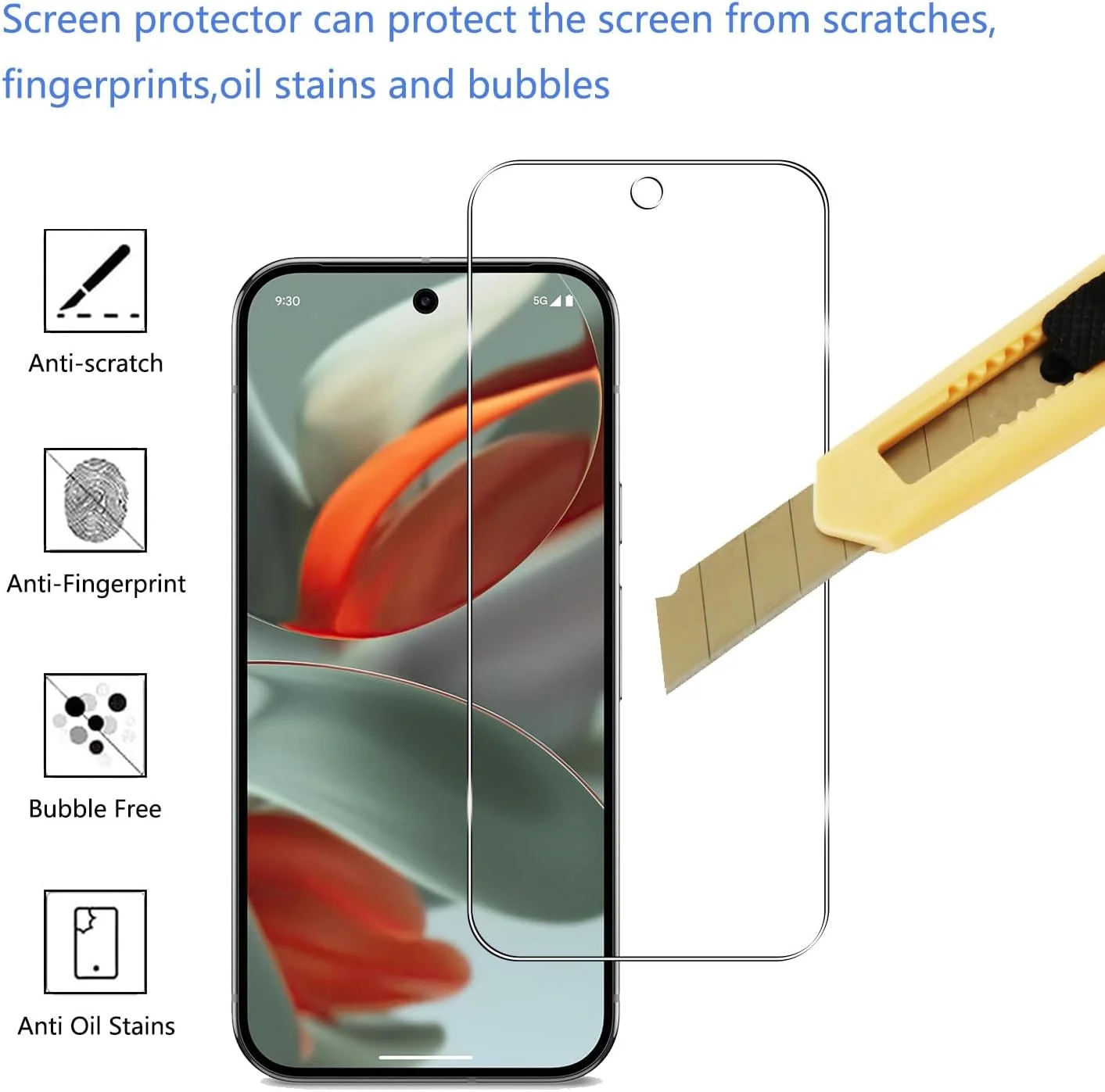 محافظ صفحه نمایش شیشه ای حرارت دیده YIFNTANG (3 عددی) برای Google Pixel 9/9 Pro 5G، سختی 9H، ضد خش، بدون حباب، محافظ صفحه نمایش شفاف HD سازگار با Google Pixel 9/9 Pro 5G