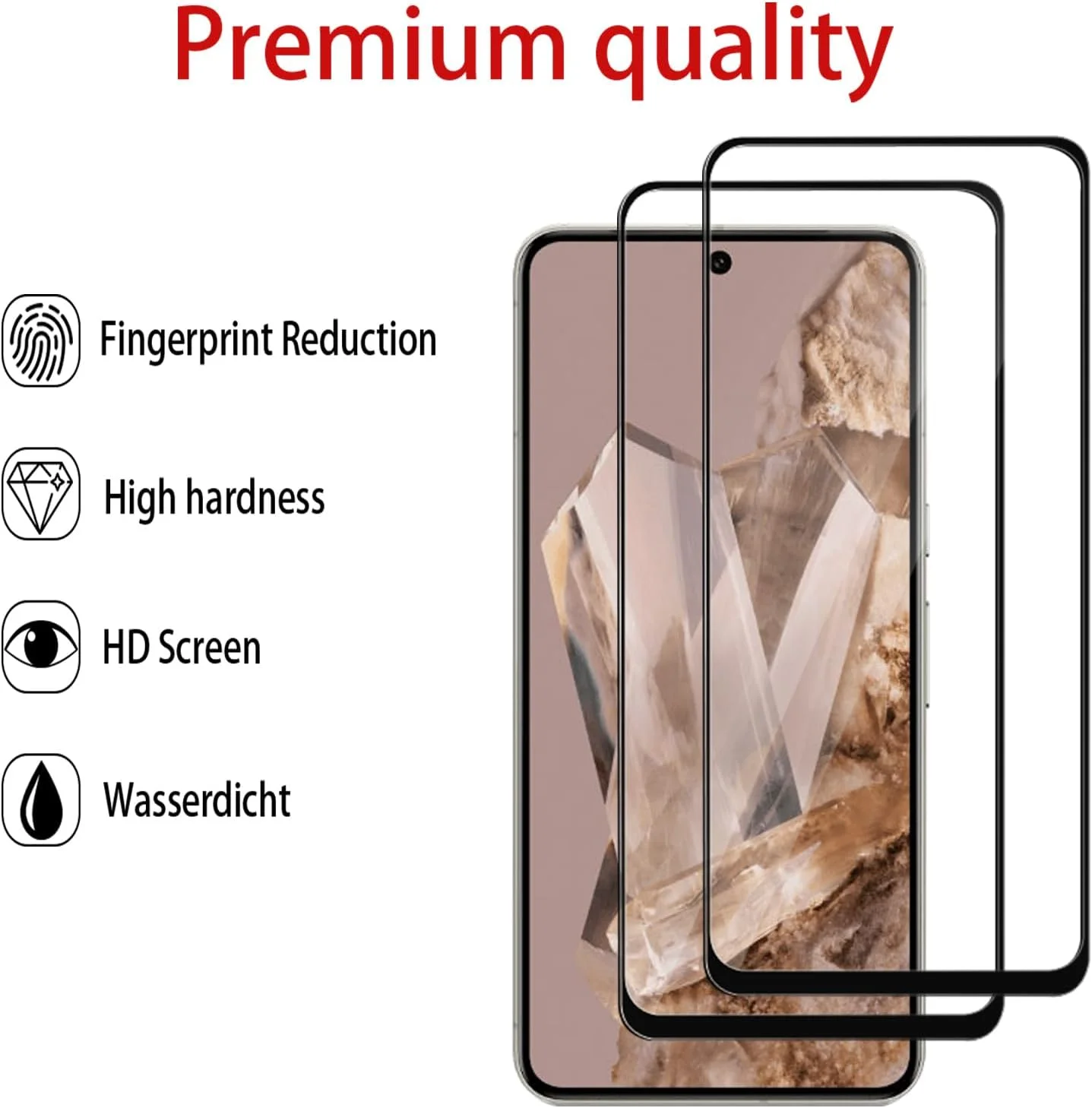 GMUJIAO [بسته 2+2 عددی] سازگار با Google Pixel 9، شامل محافظ صفحه نمایش شیشه ای حرارت دیده و محافظ لنز دوربین، محافظ شیشه ای حرارت دیده [بدون حباب] [شفافیت HD] - مشکی