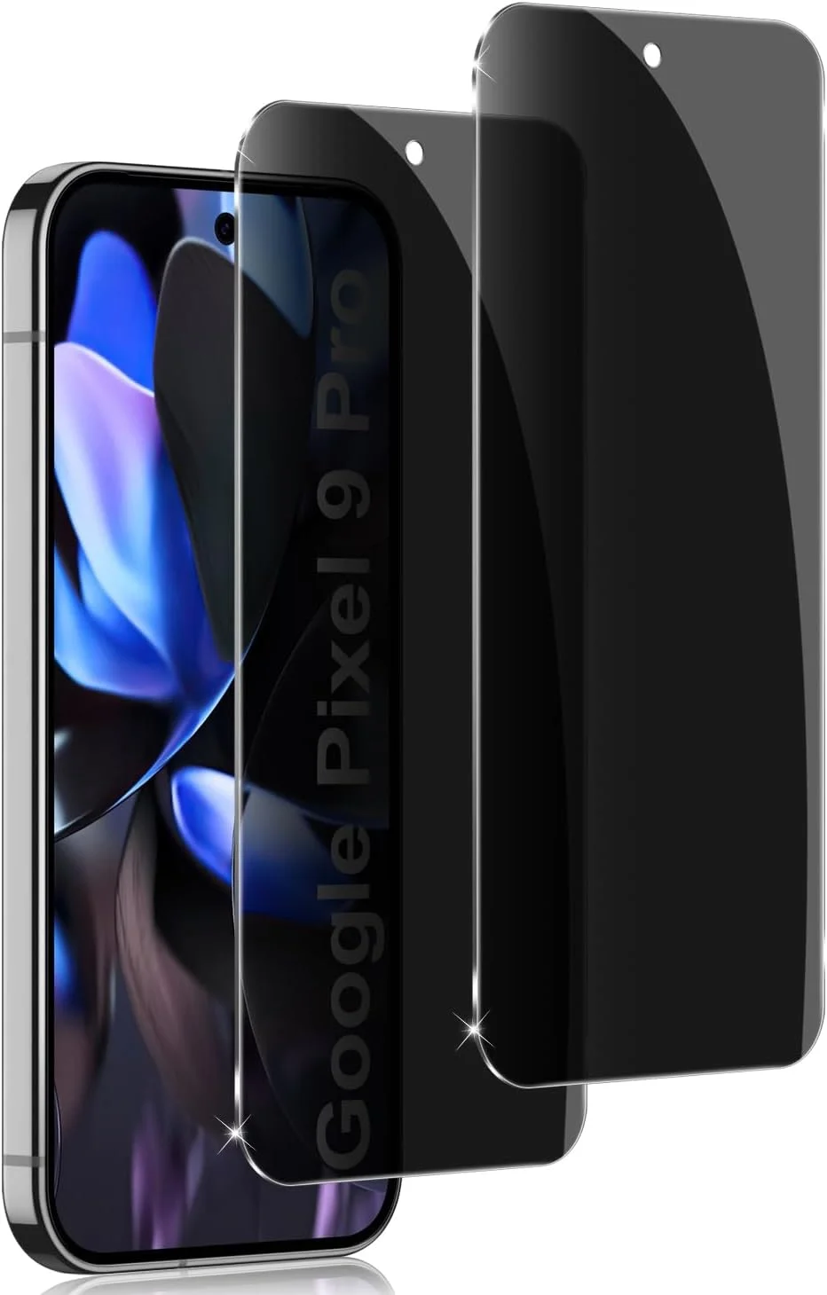 محافظ صفحه نمایش حریم خصوصی هولیلو برای گوگل پیکسل 9 5G، بسته 2 عددی، شیشه حرارت دیده ضد جاسوسی با لبه مشکی