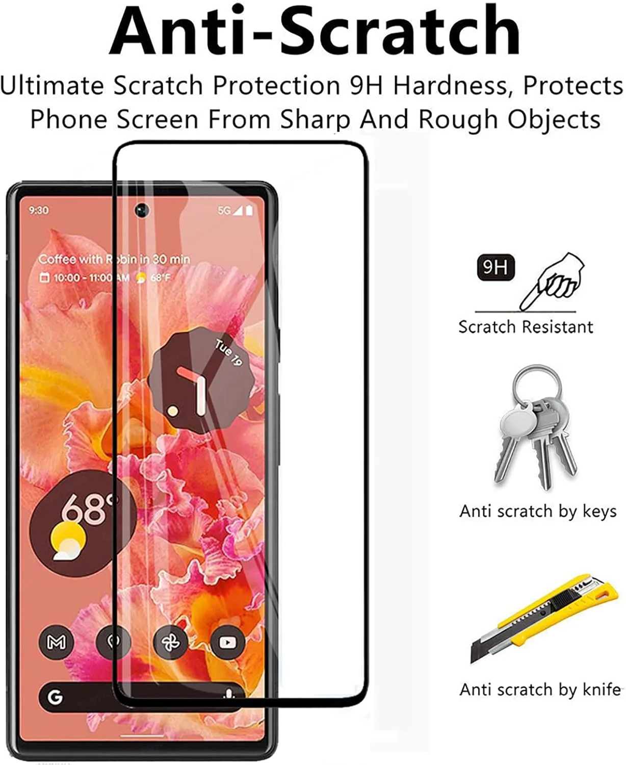 محافظ صفحه نمایش شیشه ای XBLDS برای گوگل پیکسل 6، بسته 3+2 عددی به همراه محافظ لنز دوربین، محافظ صفحه نمایش شفاف HD فقط برای گوگل پیکسل 6