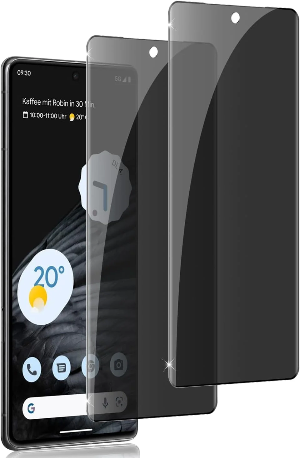 محافظ صفحه نمایش حریم خصوصی Holilo برای Google Pixel 7 Pro، بسته 2 عددی محافظ صفحه نمایش ضد جاسوسی با لبه مشکی، شیشه محافظ حریم خصوصی