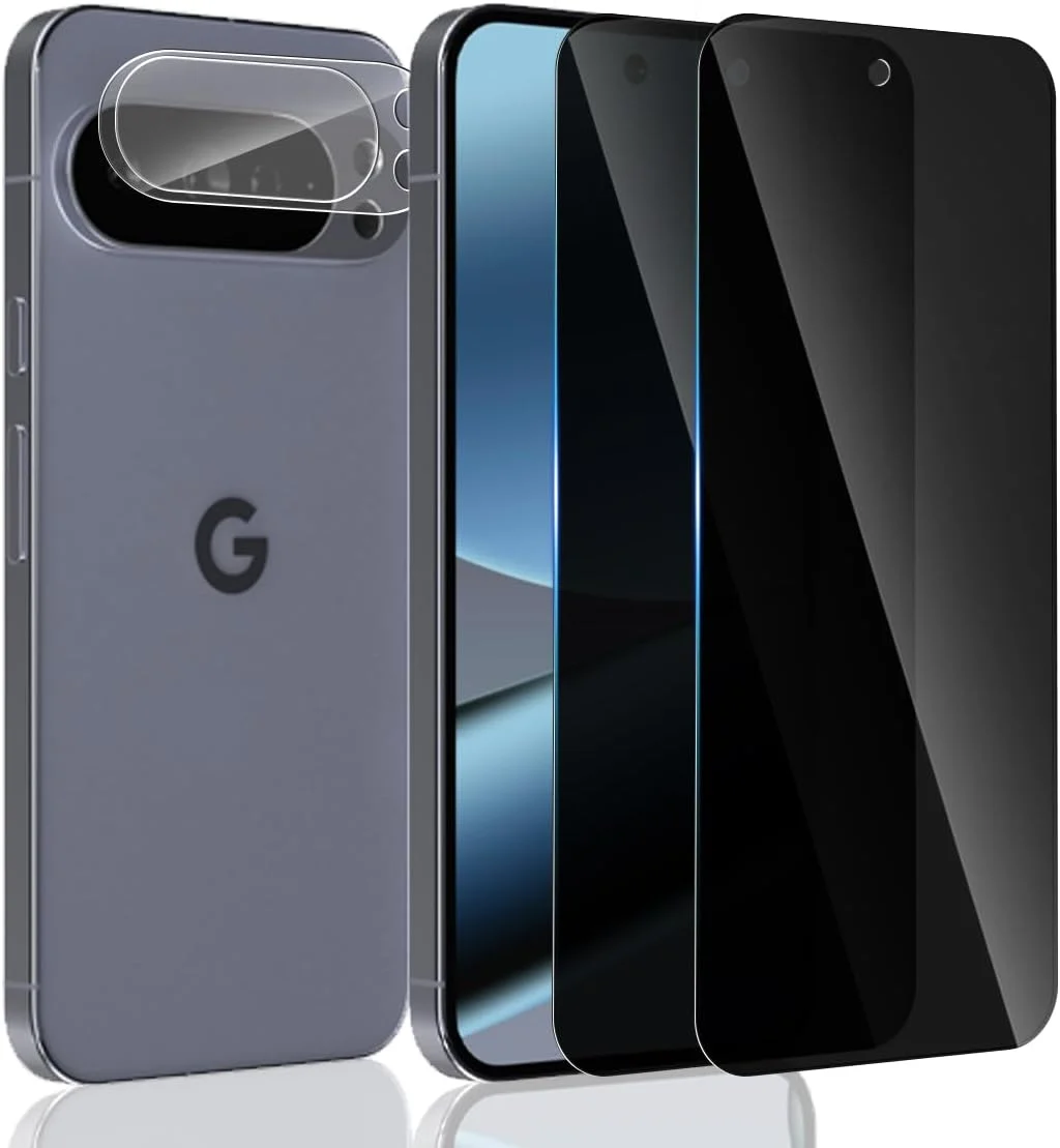 Yonntmmi Screen Protector for Google Pixel 10 Pro XL for Tempered Glass Privacy Screen, Pack of 2 Anti-Spy Tempered Glass Protection with 1 Camera Protection Glass, Anti-Spy, 9H Hardness