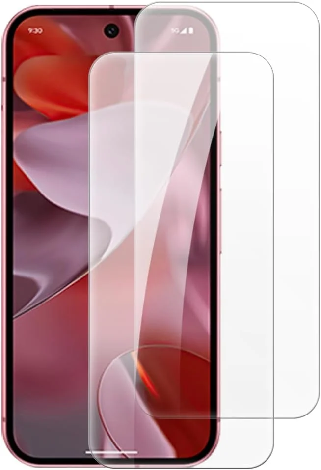 شاین تایم [بسته 2 عددی] محافظ صفحه نمایش شیشه ای حرارت دیده سازگار با گوگل پیکسل 9 5G (6.3 اینچ)، HD شفاف ضد خش بدون حباب سازگار با قاب