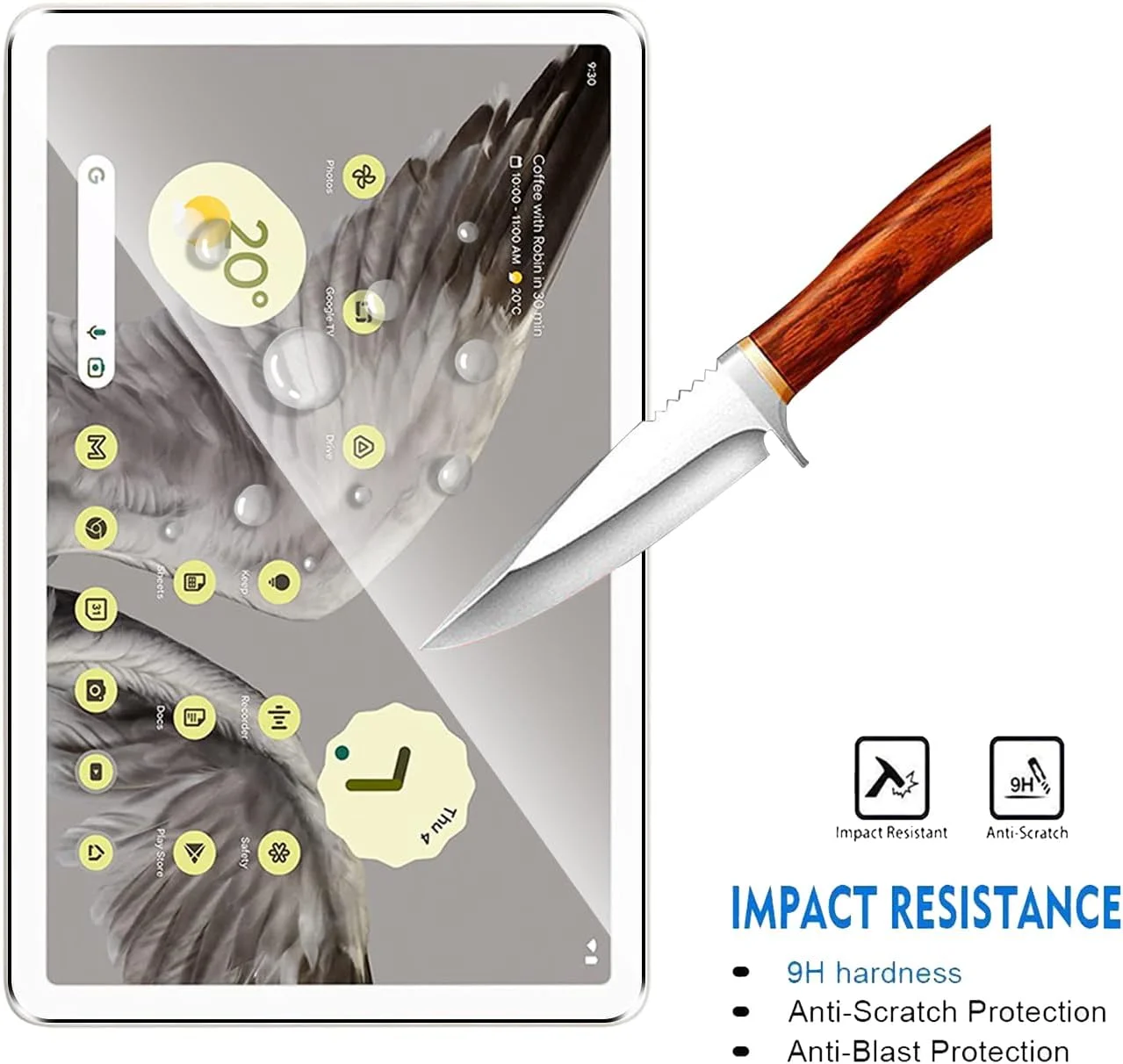 محافظ صفحه نمایش شیشه ای حرارت دیده Natbok مناسب برای گوگل پیکسل پد 2، سختی 9H، فوق العاده مقاوم، ضد اثر انگشت، بدون حباب، HD-Clear، پوشش کامل فیلم محافظ صفحه نمایش برای گوگل پیکسل پد 2 [نصب آسان]