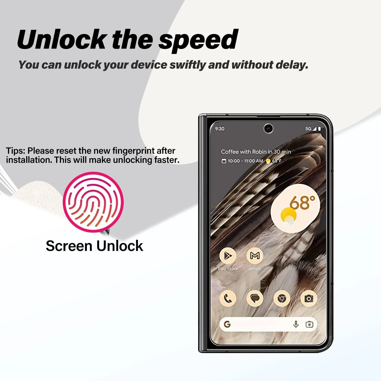 محافظ صفحه نمایش شیشه ای حرارت دیده پیکسل فولد + محافظ لنز دوربین [بسته 2 + 1 عددی] [باز کردن قفل با اثر انگشت] [ضد خش] [سازگار با قاب] فیلم محافظ شفاف HD برای گوگل پیکسل فولد