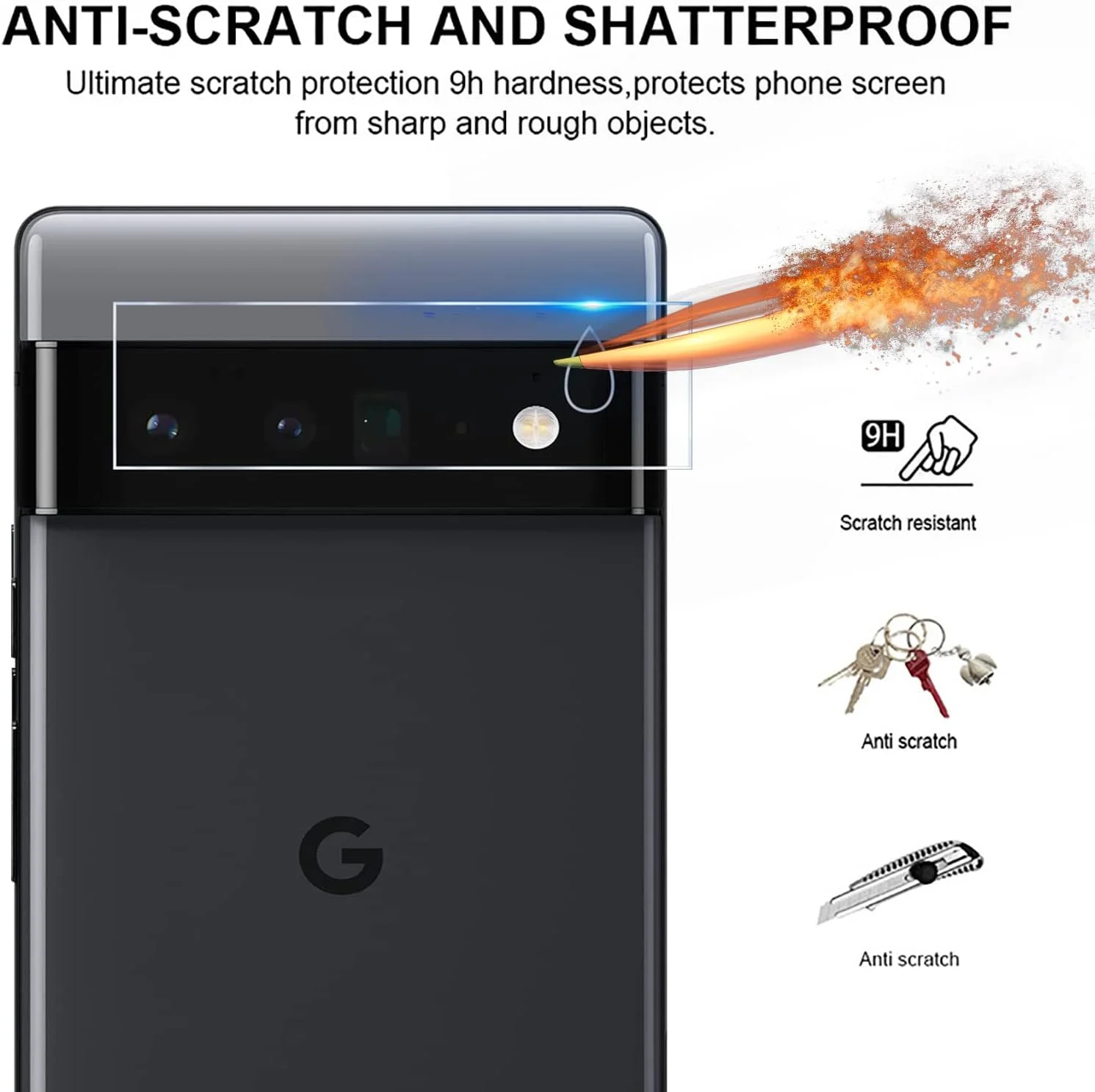 محافظ لنز دوربین GMUJIAO [بسته 4 عددی] سازگار با Google Pixel 6 Pro، محافظ لنز دوربین شیشه ای حرارت دیده، وضوح بالا، ضد خش، شیشه ای حرارت دیده 9H [ضد خرد شدن]-شفاف