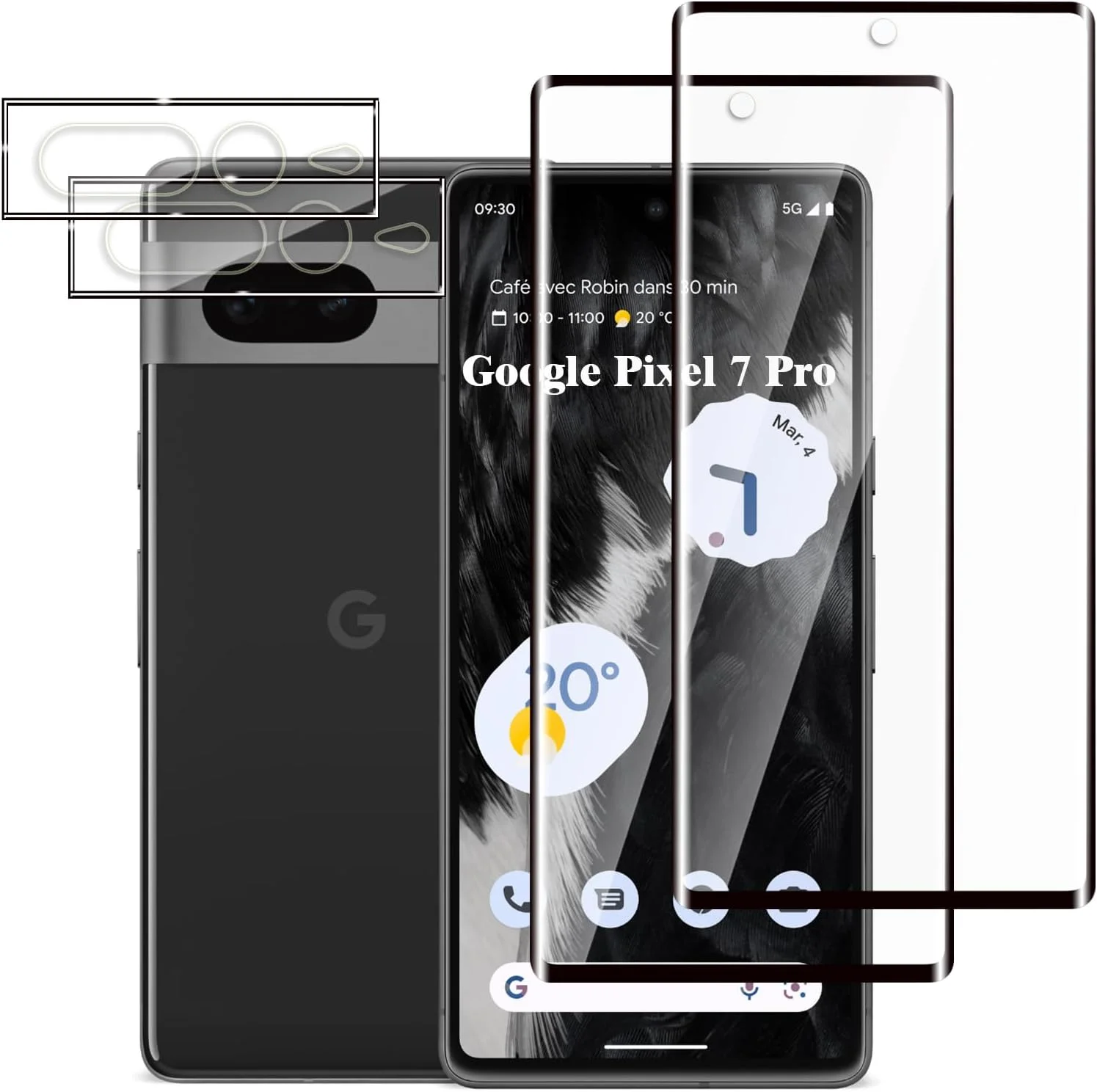 محافظ صفحه نمایش منحنی سه بعدی جینشی ویکای [بسته 4 عددی] برای گوگل پیکسل 7 پرو، شیشه حرارت دیده شفاف HD ضد خش، پوشش کامل ضد اثر انگشت، طراحی لبه سازگار با قاب