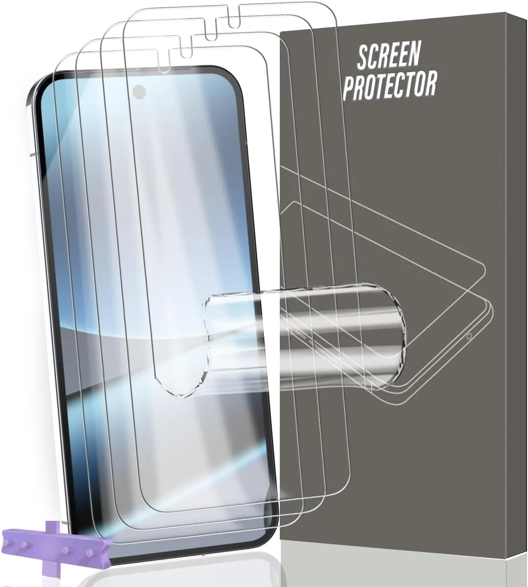 محافظ صفحه نمایش ژلاسو 4 عددی برای گوگل پیکسل 10 پرو ایکس ال، محافظ فیلم TPU انعطاف پذیر، فیلم شفاف نرم HD (غیر شیشه ای)