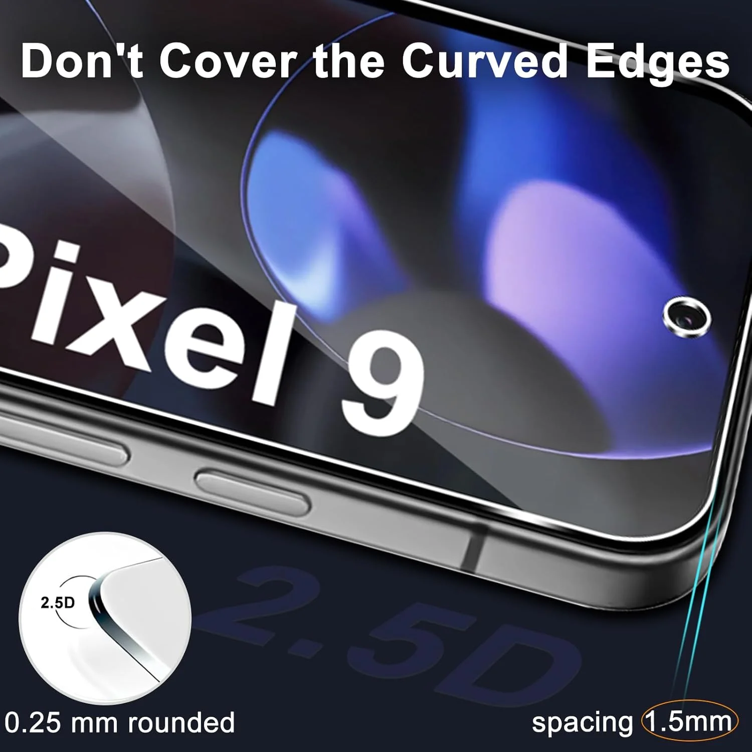 محافظ صفحه نمایش شیشه ای حرارت دیده GEEMEE برای گوگل پیکسل 9، بسته 2 عددی محافظ صفحه نمایش با 2 محافظ دوربین از جنس شیشه حرارت دیده (مشکی)، سختی فیلم 9H، حساسیت شیشه حرارت دیده