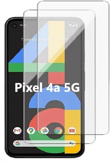 محافظ صفحه نمایش شیشه ای حرارت دیده Muzz Pixel 4a 5G برای Google Pixel 4a 5G، سختی 9H، وضوح HD، ضد خرد شدن، شیشه منحنی 2.5D، بسته 2 عددی