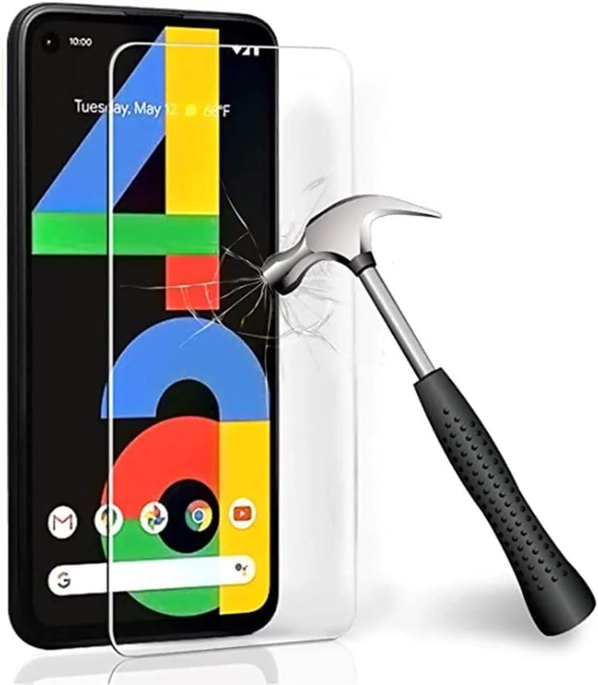 محافظ صفحه نمایش شیشه ای حرارت دیده Muzz Pixel 4a 5G برای Google Pixel 4a 5G، سختی 9H، وضوح HD، ضد خرد شدن، شیشه منحنی 2.5D، بسته 2 عددی