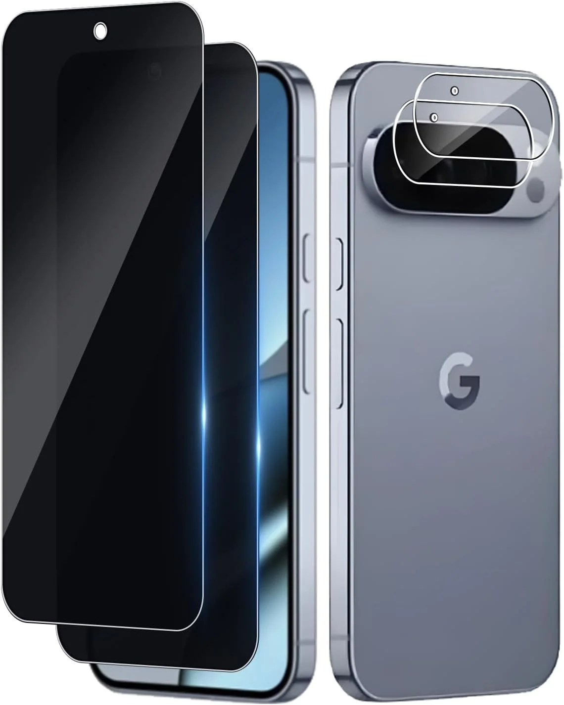 محافظ صفحه نمایش حریم خصوصی Bihizei برای گوگل پیکسل 10 پرو، شیشه حرارت دیده، بسته 2 عددی محافظ صفحه نمایش حریم خصوصی و 2 عدد محافظ دوربین، سختی 9H، شیشه محافظ ضد جاسوسی، ضد جاسوسی، ضد خش