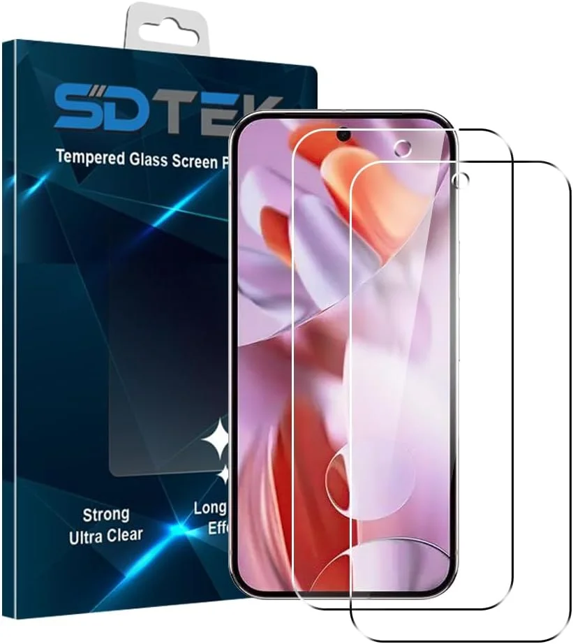 SDTEK بسته 2 عددی محافظ شیشه ای برای گوگل پیکسل 9 پرو، فیلم شیشه ای محافظ صفحه نمایش شیشه حرارت دیده