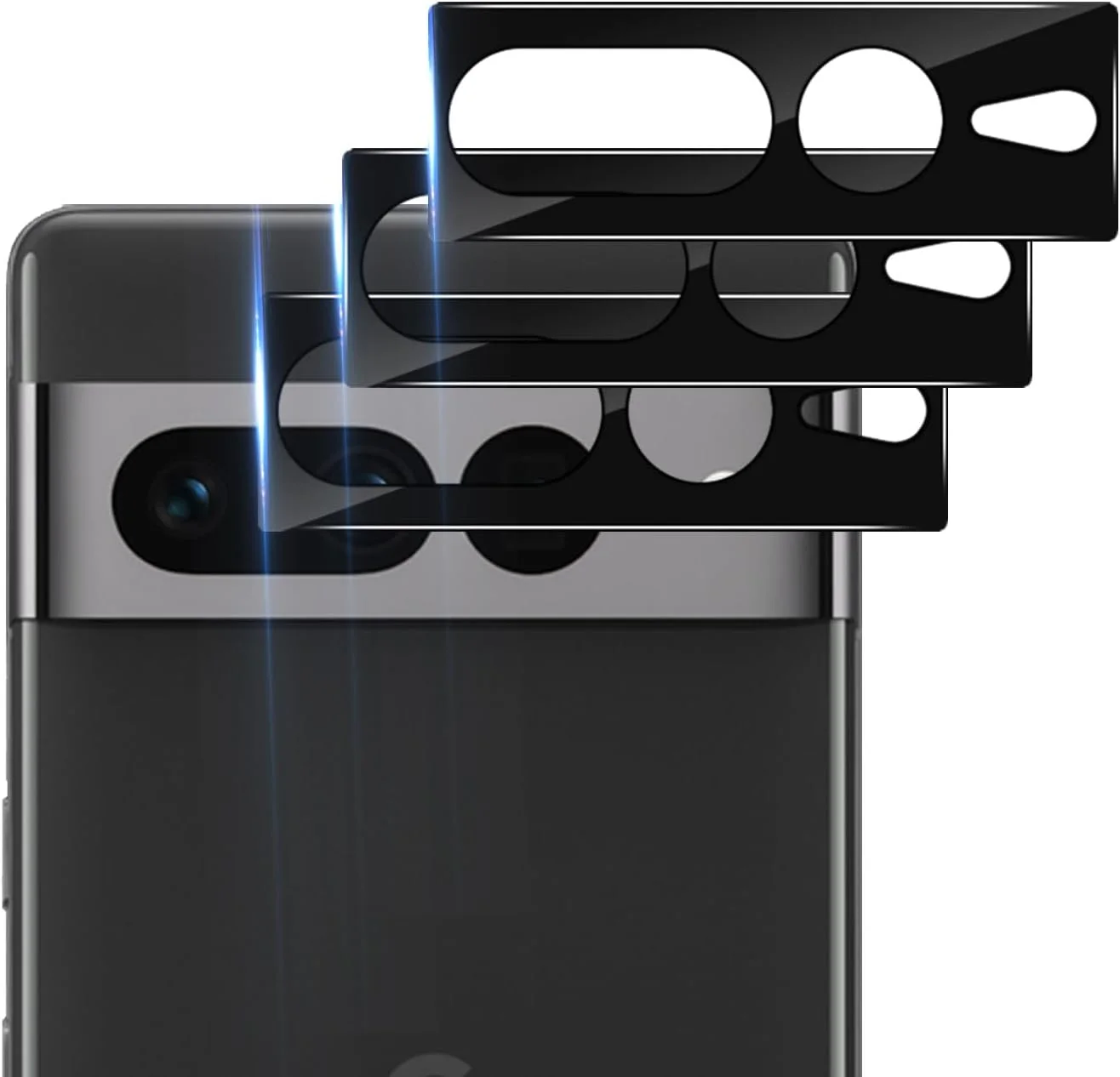 محافظ لنز دوربین Pkila برای محافظ لنز Google Pixel 8 Pro، [بسته 3 عددی] شیشه حرارت دیده با سختی 9H فوق العاده مقاوم، ضد خش، ضد خرد شدن، مشکی