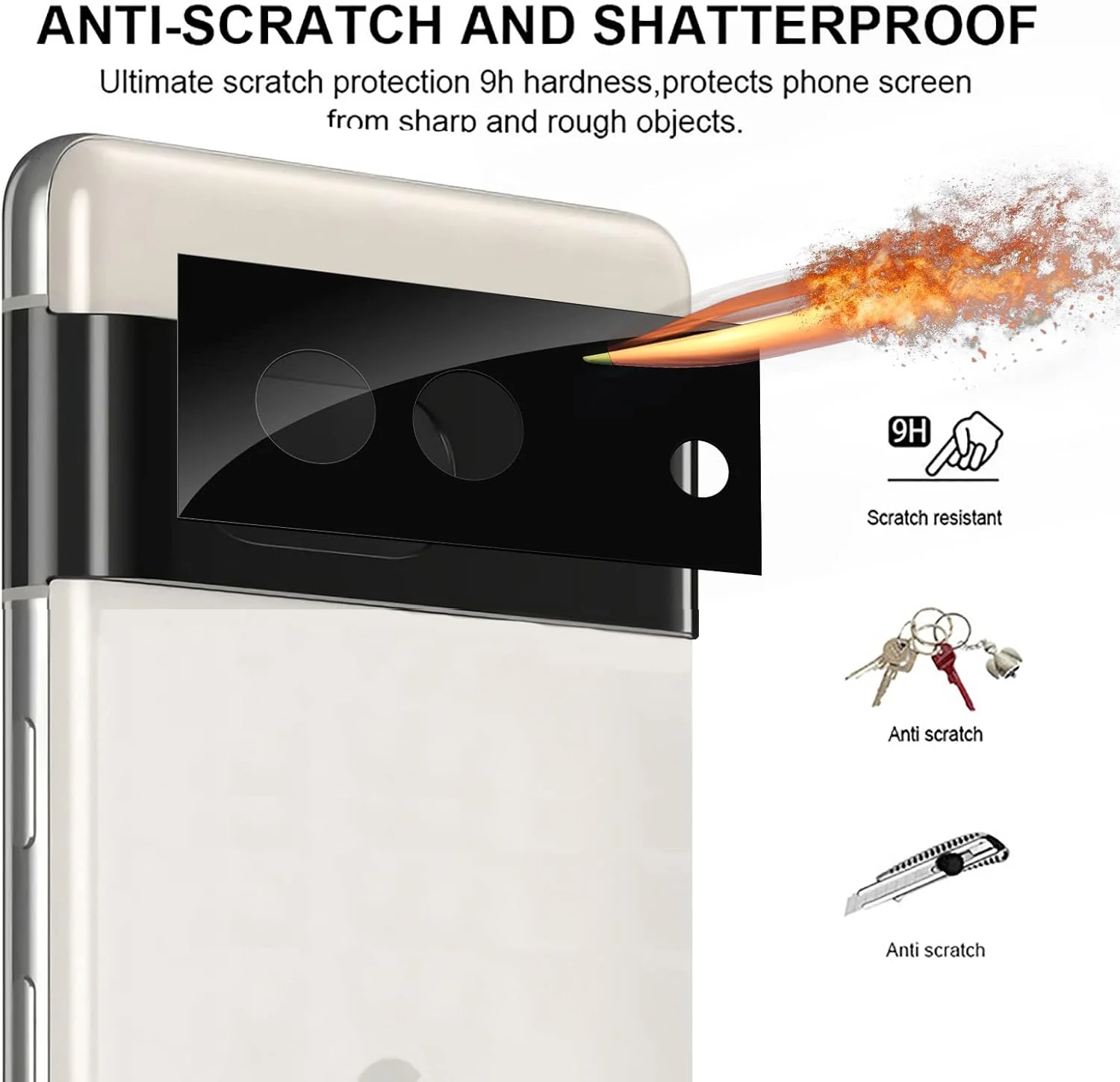 محافظ لنز دوربین GMUJIAO [بسته 4 عددی] سازگار با گوگل پیکسل 7، محافظ لنز دوربین شیشه حرارت دیده، وضوح بالا ضد خش شیشه حرارت دیده 9H [ضد خرد شدن] - مشکی