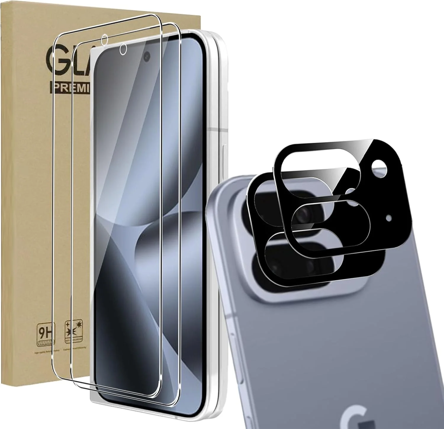 محافظ صفحه نمایش بیرونی 2+2 عددی KZIOACSH برای Google Pixel 10 Pro Fold 5G به همراه محافظ لنز دوربین، شیشه حرارت دیده محافظ ضد خش HD شفاف بدون حباب با سختی 9H