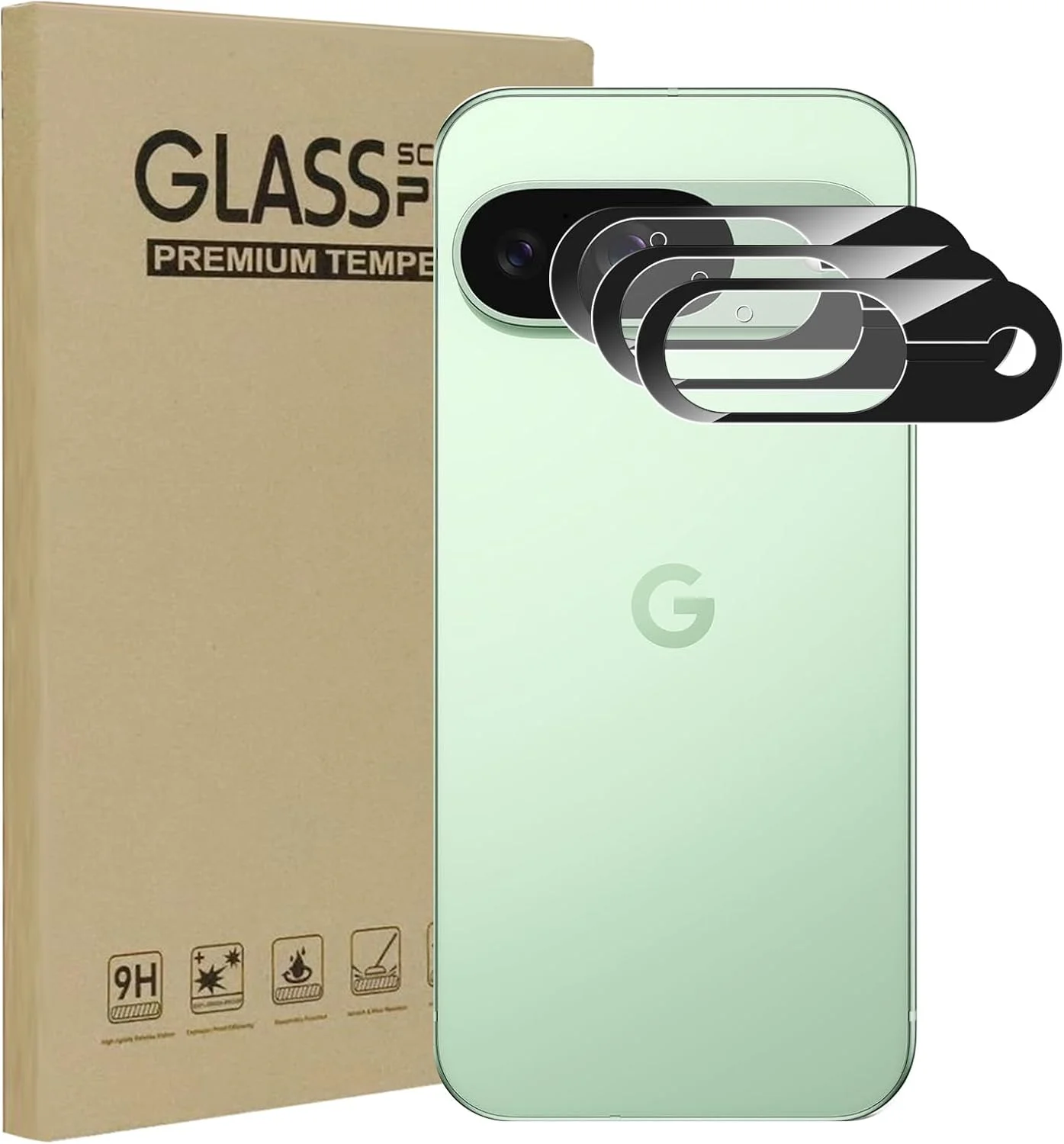 محافظ لنز دوربین Kzioacsh برای گوگل پیکسل 9، بسته 3 عددی، سختی 9H، شیشه حرارت دیده [ضد خش] محافظت 360 درجه دوربین [ضد اثر انگشت] [بدون حباب] فیلم محافظ برای گوگل پیکسل 9