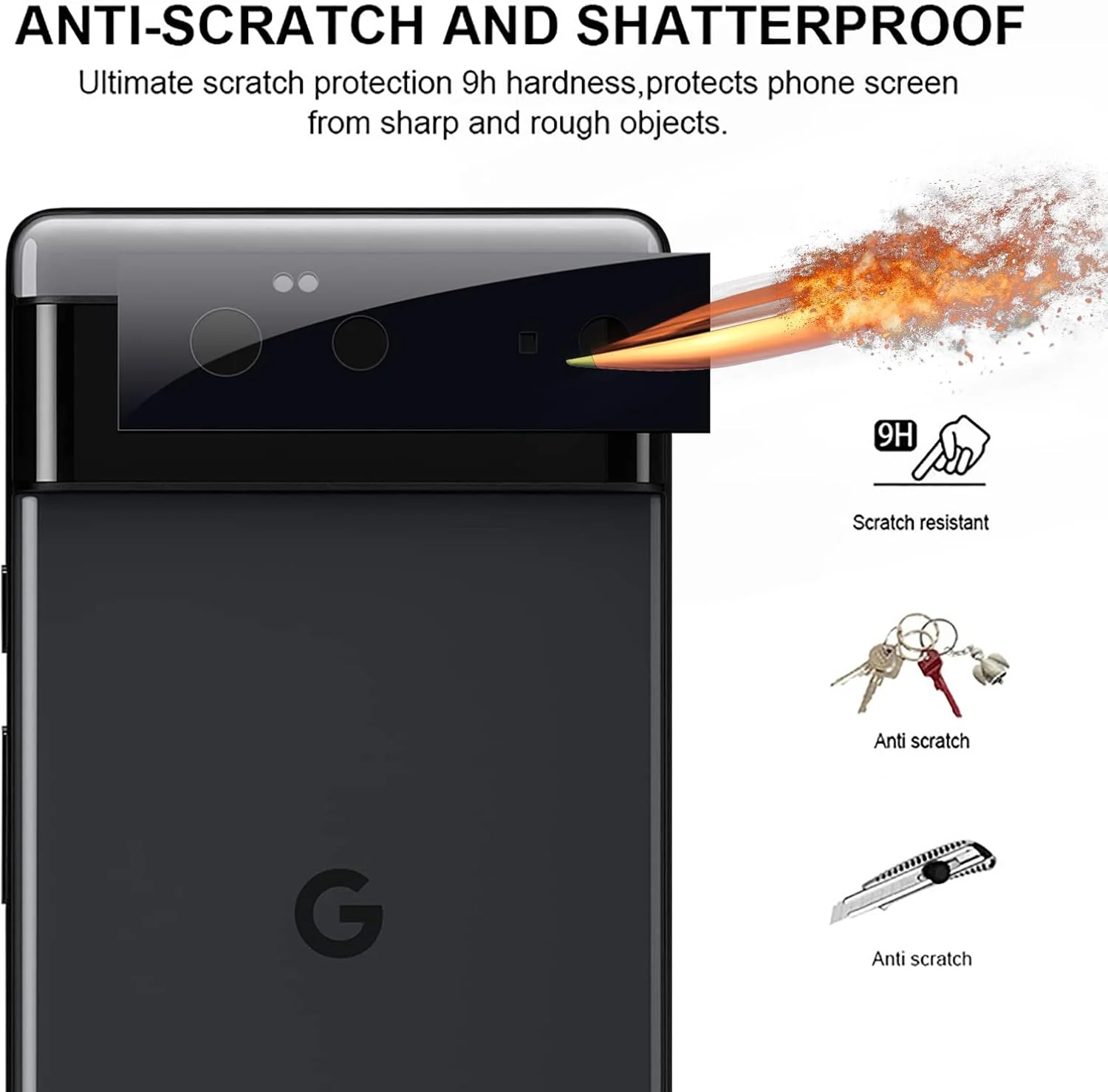 محافظ لنز دوربین GMUJIAO [بسته 4 عددی] سازگار با Google Pixel 6، محافظ لنز دوربین شیشه ای حرارت دیده، وضوح بالا ضد خش شیشه ای حرارت دیده 9H [ضد خرد شدن] - مشکی