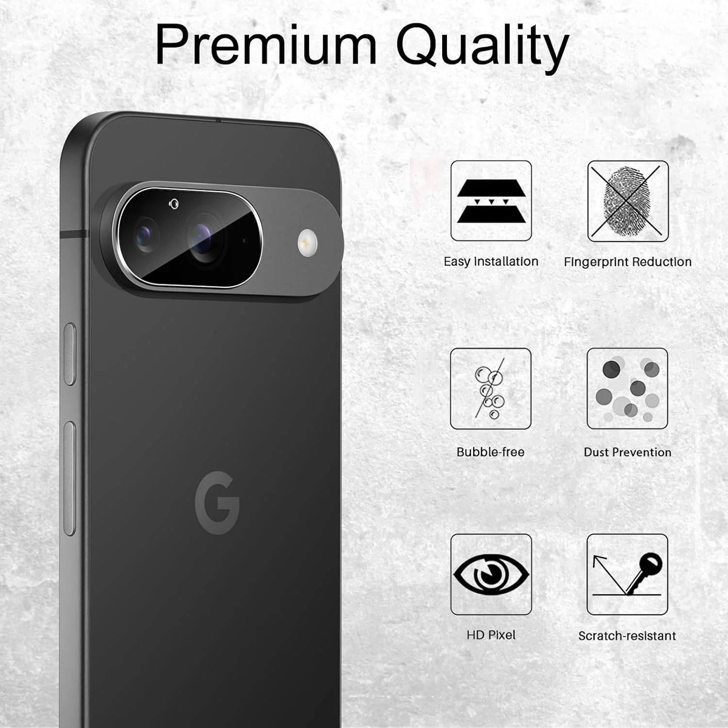 محافظ لنز دوربین TUTUO برای گوگل پیکسل 9، شیشه حرارت دیده، [بسته 4 عددی] محافظ صفحه دوربین، ضد خش، بدون حباب، سختی 9H، فیلم نصب آسان HD