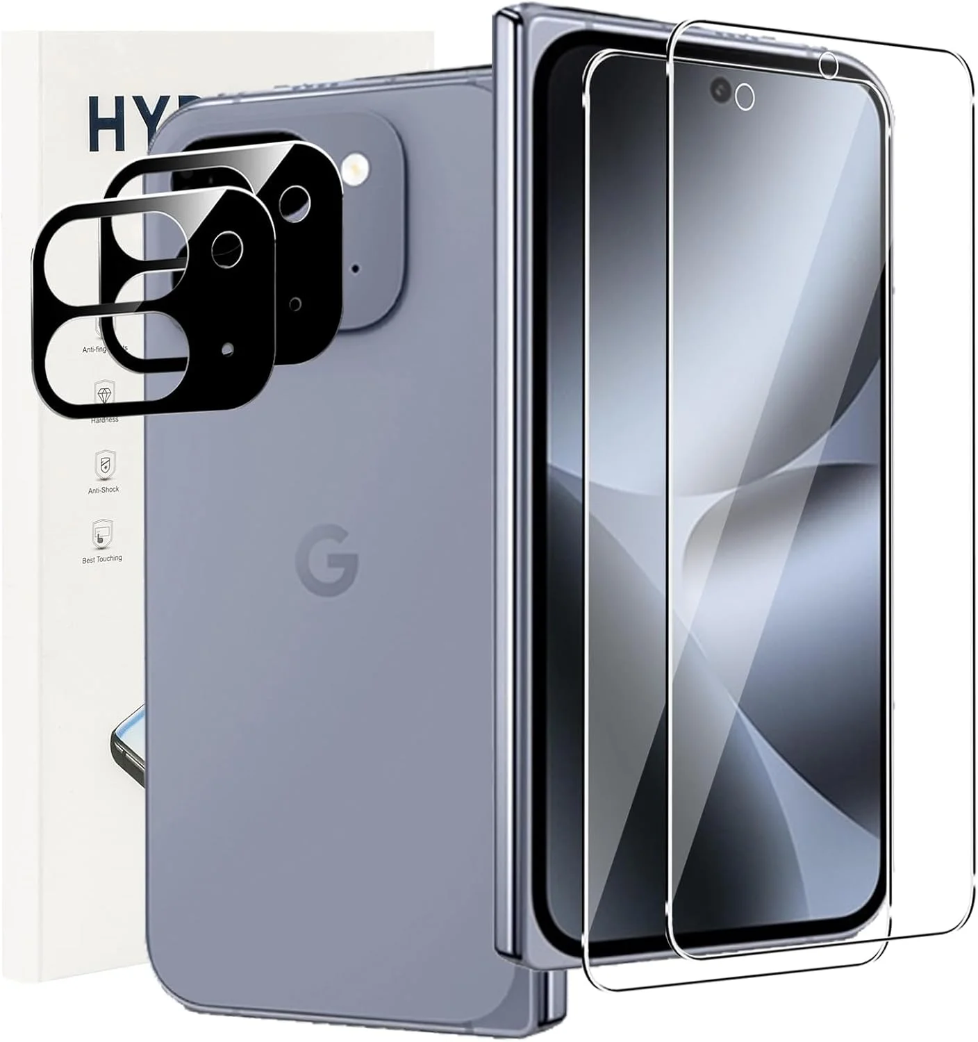 بسته 2+2 محافظ صفحه نمایش CONAPIKA برای Google Pixel 10 Pro Fold با محافظ دوربین، سختی 9H، شفافیت HD، ضد خش، محافظ صفحه نمایش شیشه ای مقاوم در برابر روغن و بدون حباب