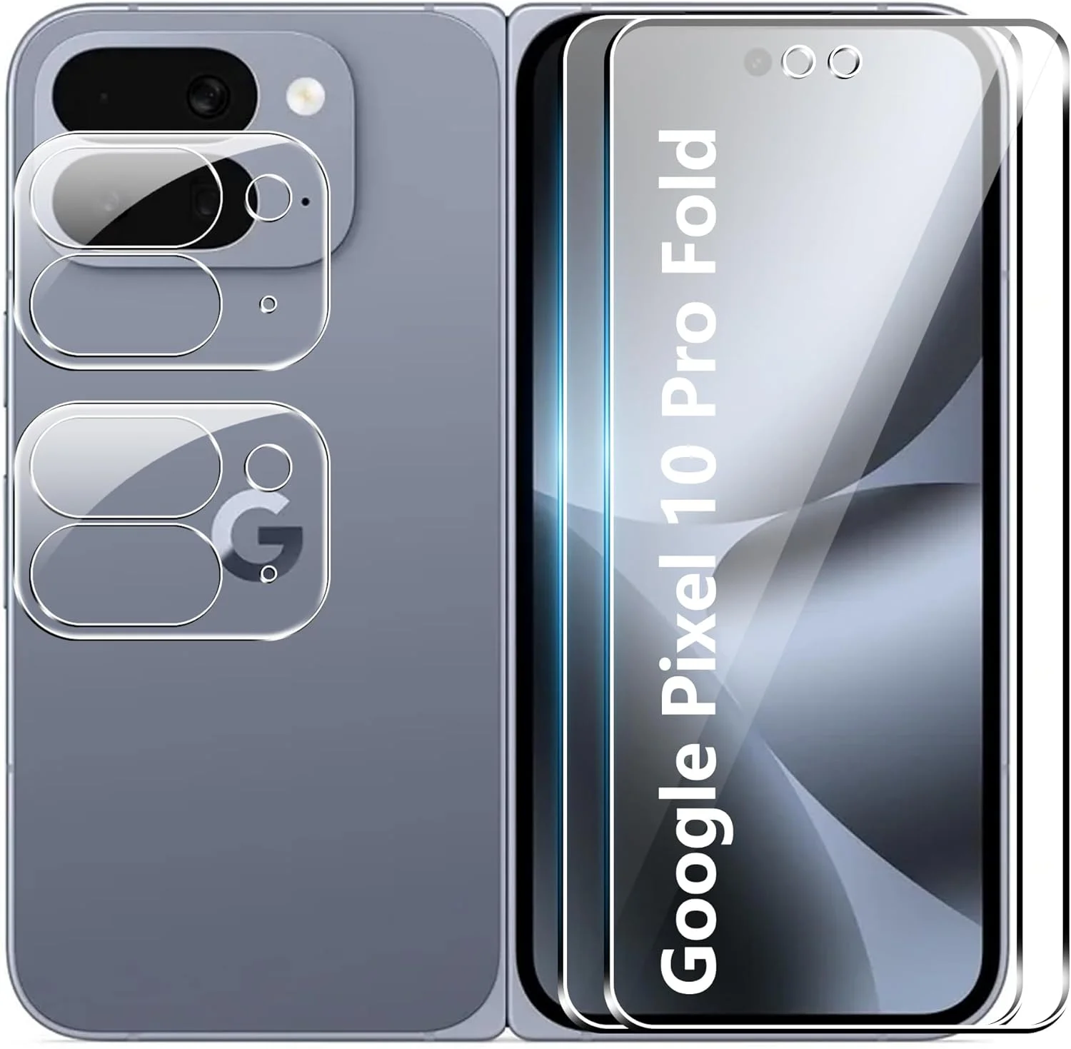 محافظ صفحه نمایش Tieeyivv برای Google Pixel 10 Pro Fold، شیشه محافظ و فیلم محافظ دوربین، محافظ صفحه نمایش پوشش کامل، بدون حباب، سختی 9H، ضد اثر انگشت