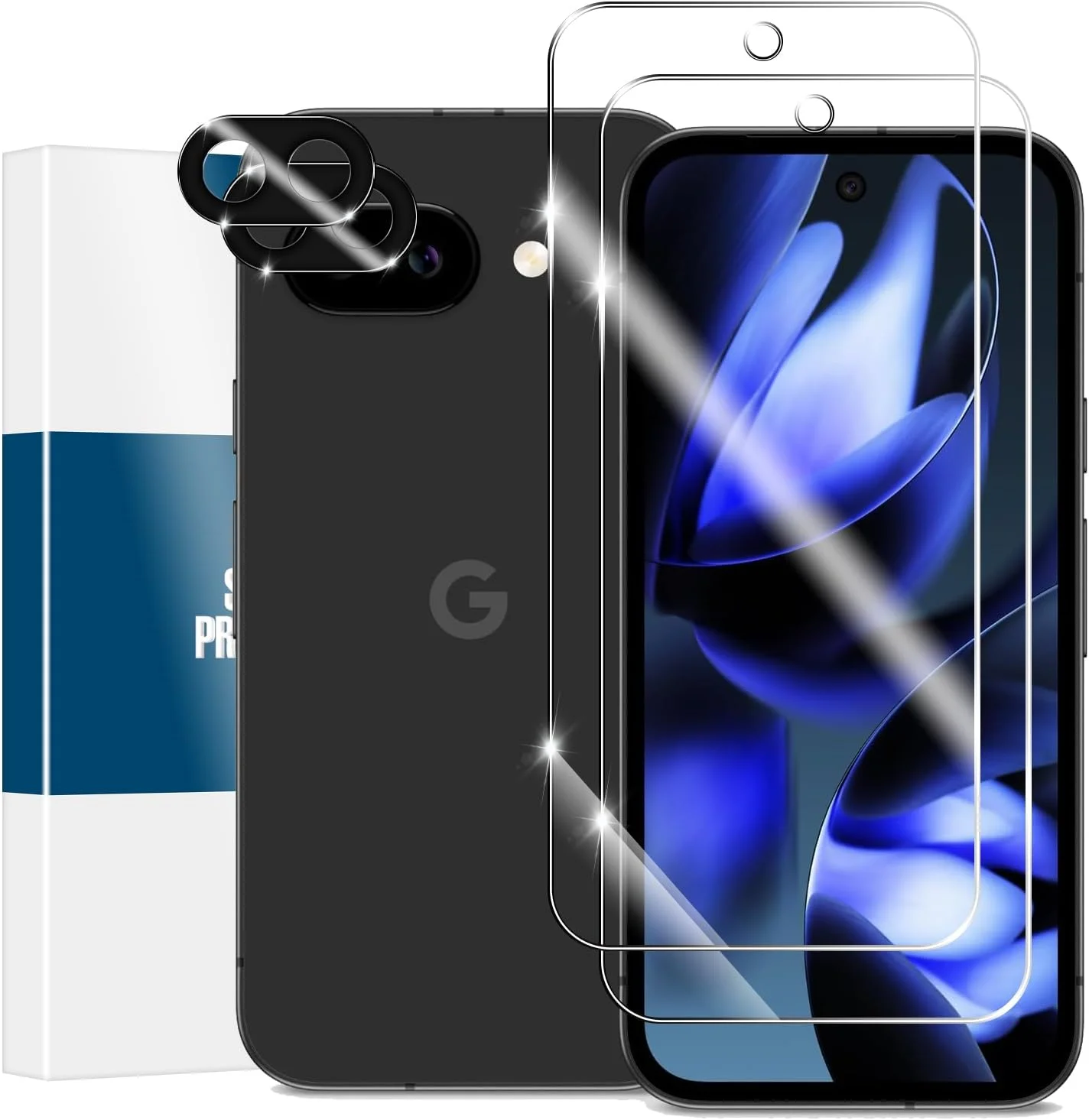 محافظ صفحه نمایش YEYEBF برای گوگل پیکسل 9A، [بسته 2+2] شیشه حرارت دیده برای پیکسل 9A و محافظ لنز دوربین [باز کردن قفل اثر انگشت اولتراسونیک] [سازگار با قاب] [بدون حباب] 6.3 اینچ