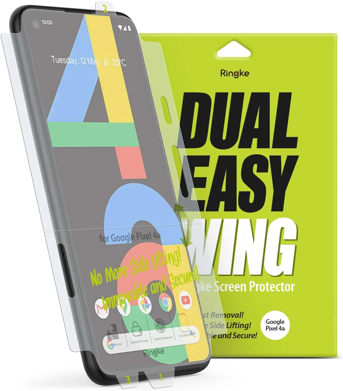 محافظ صفحه نمایش Ringke Dual Easy Wing سازگار با Google Pixel 4a - بسته 2 عددی